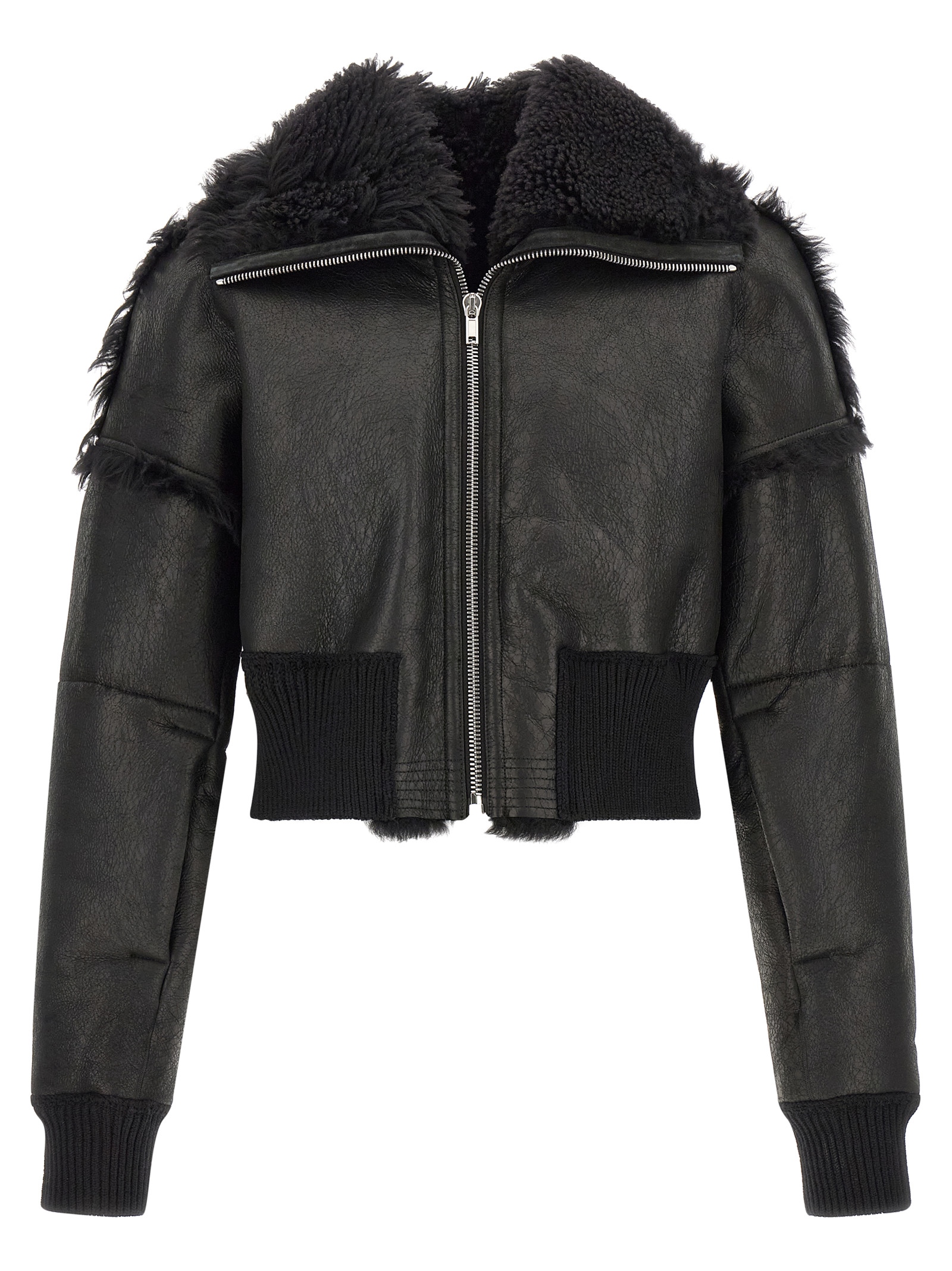 Black Lamb Fur Leather Jacket