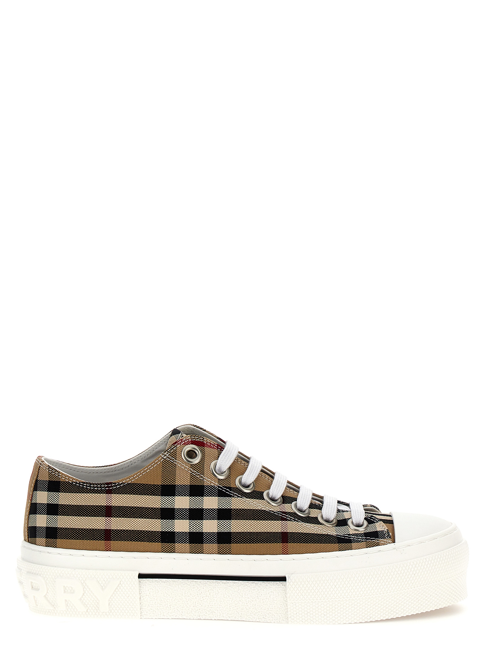 Beige Cotton Low Top Sneakers