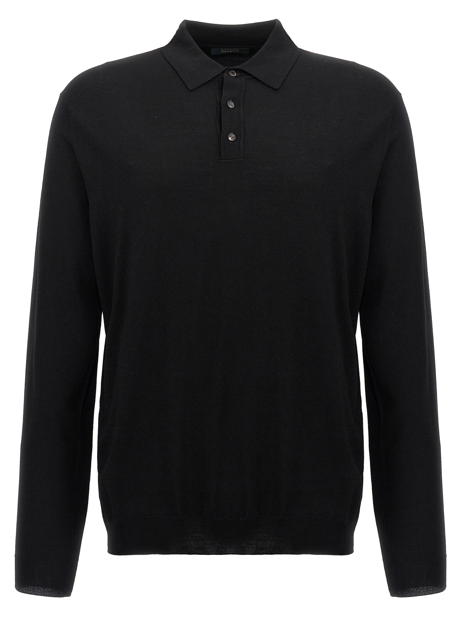 Black Virgin Wool Polo Shirt