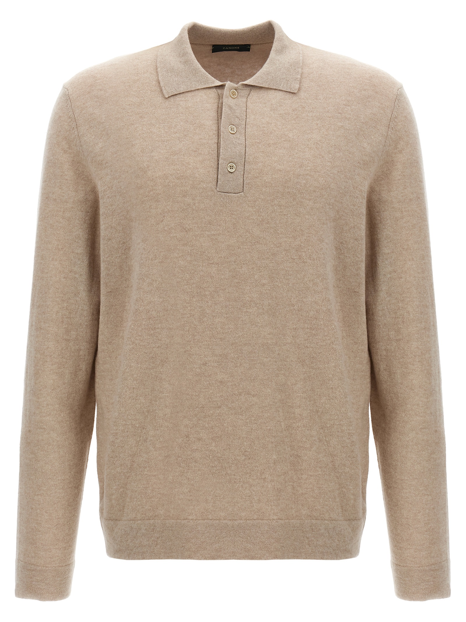 Beige Virgin Wool Polo Shirt