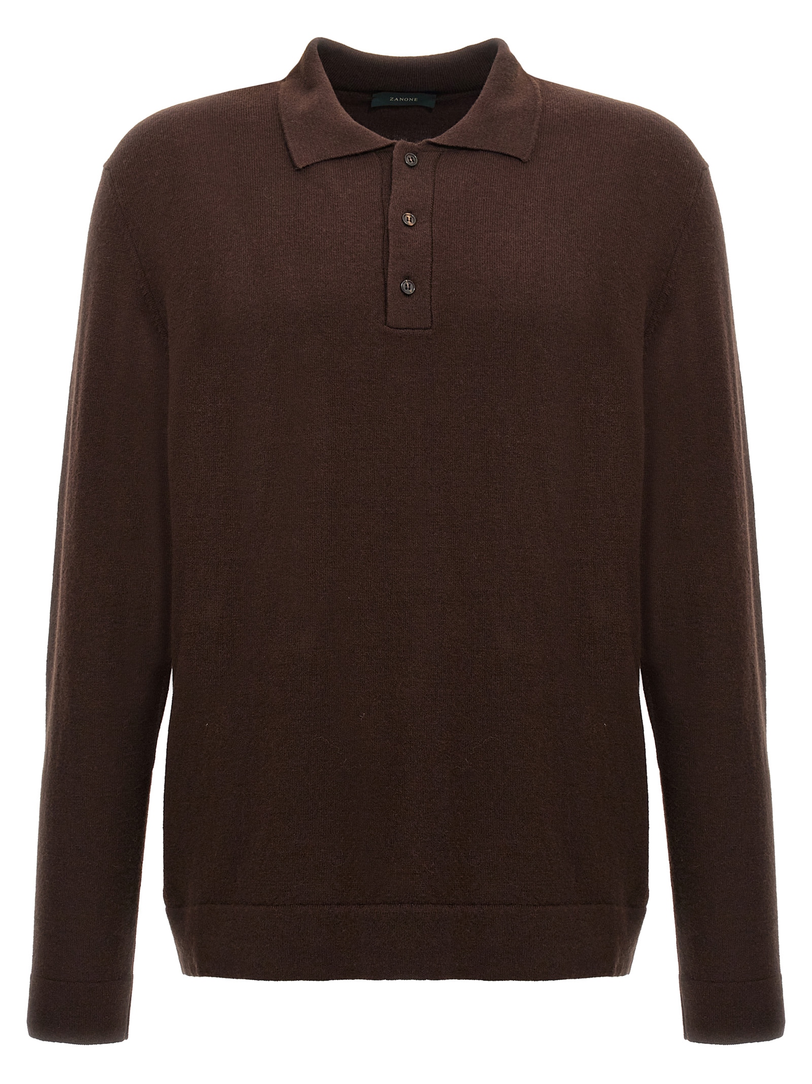 Brown Virgin Wool Polo Shirt