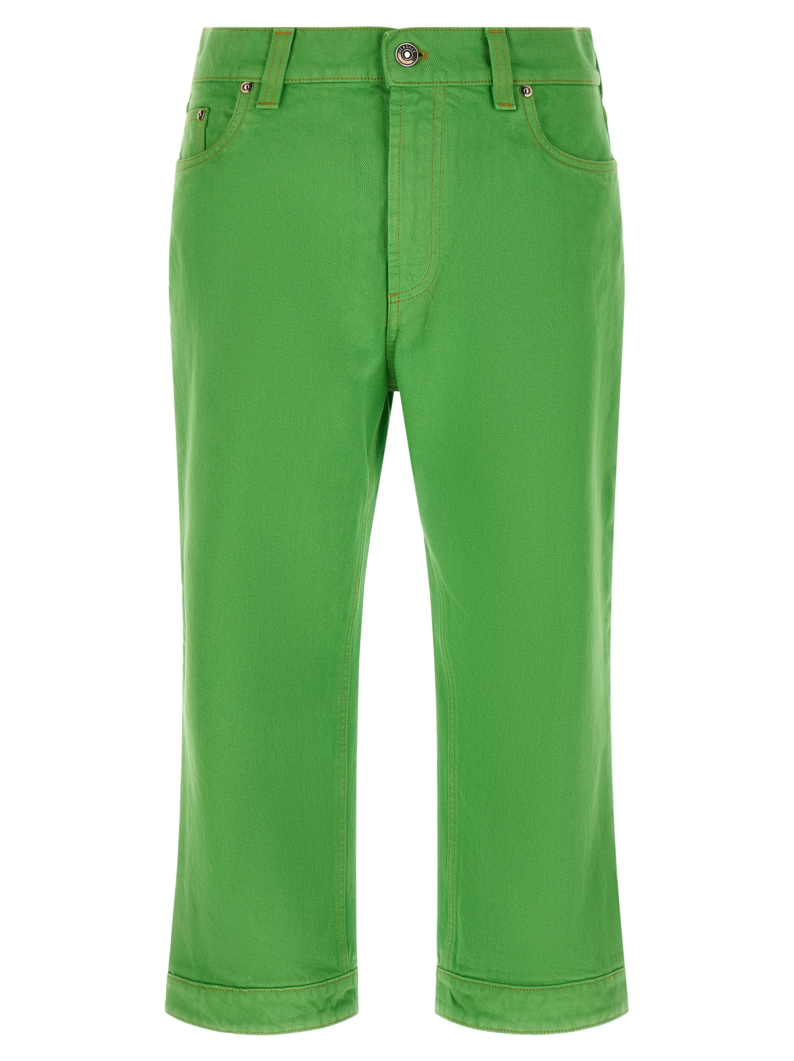 Bicolor Cotton Cropped Jeans