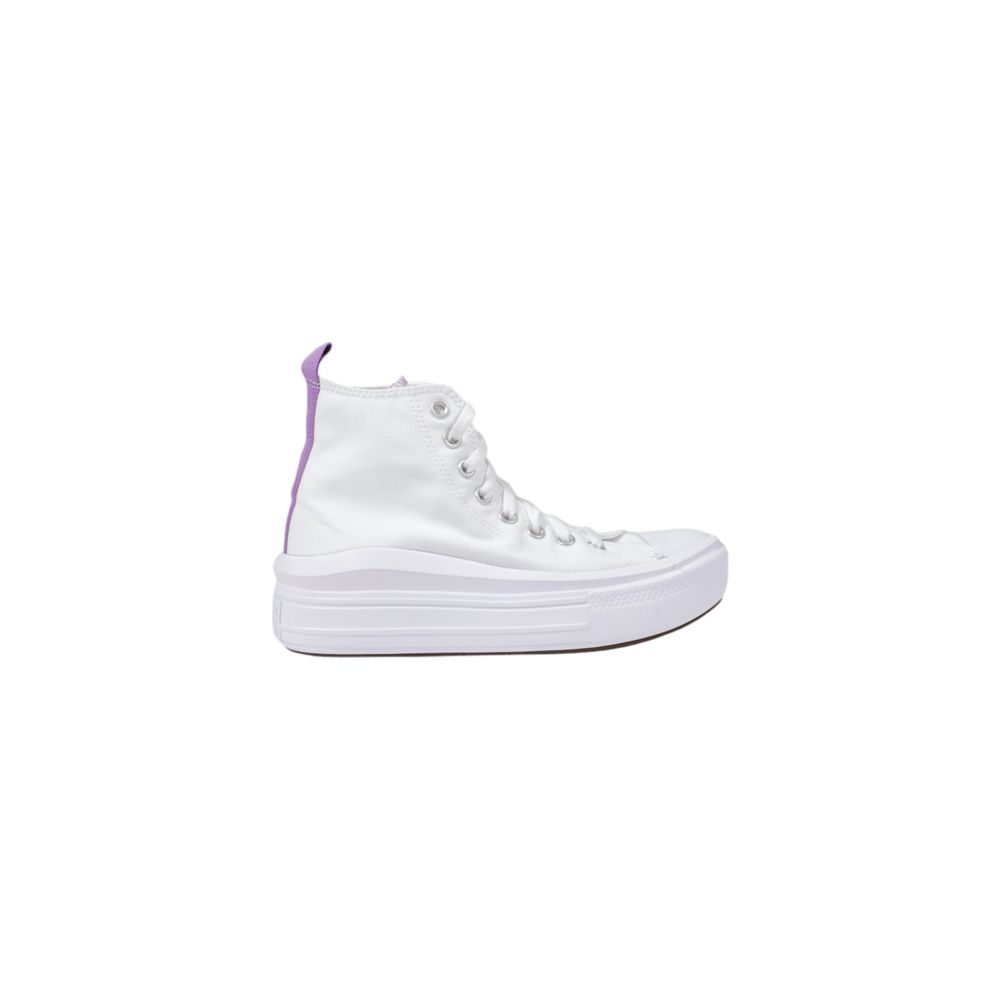 White Fabric Platform Sneakers