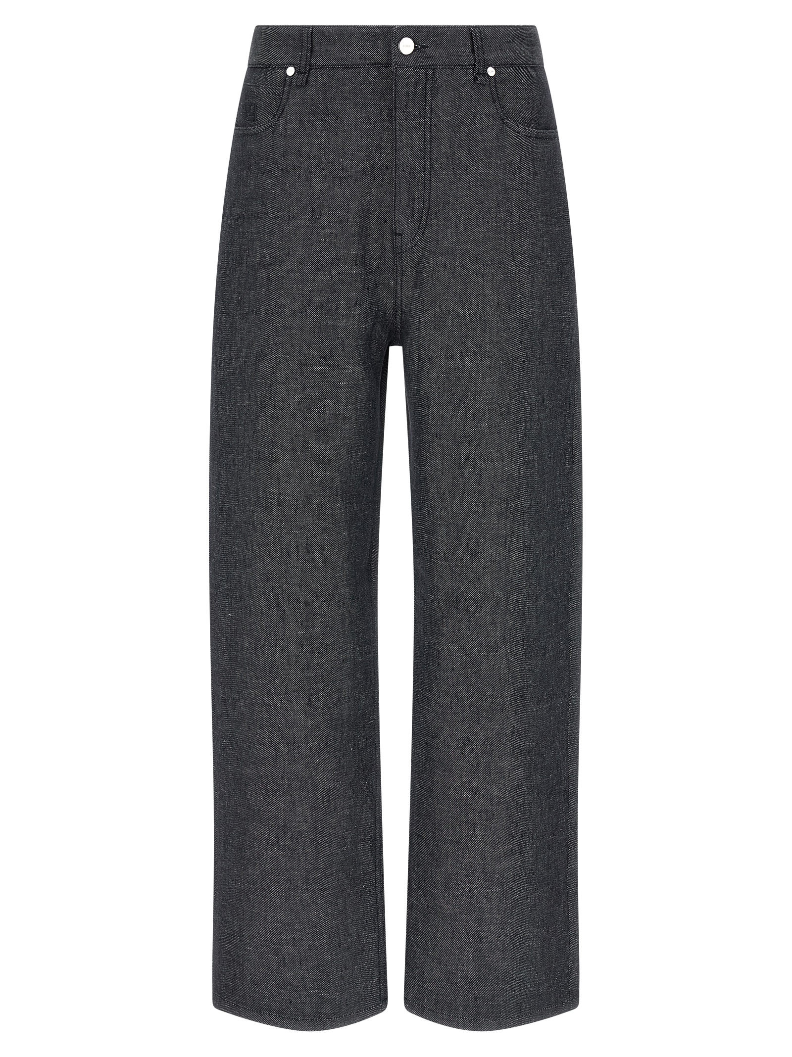 Gray Linen Straight-Leg Jeans