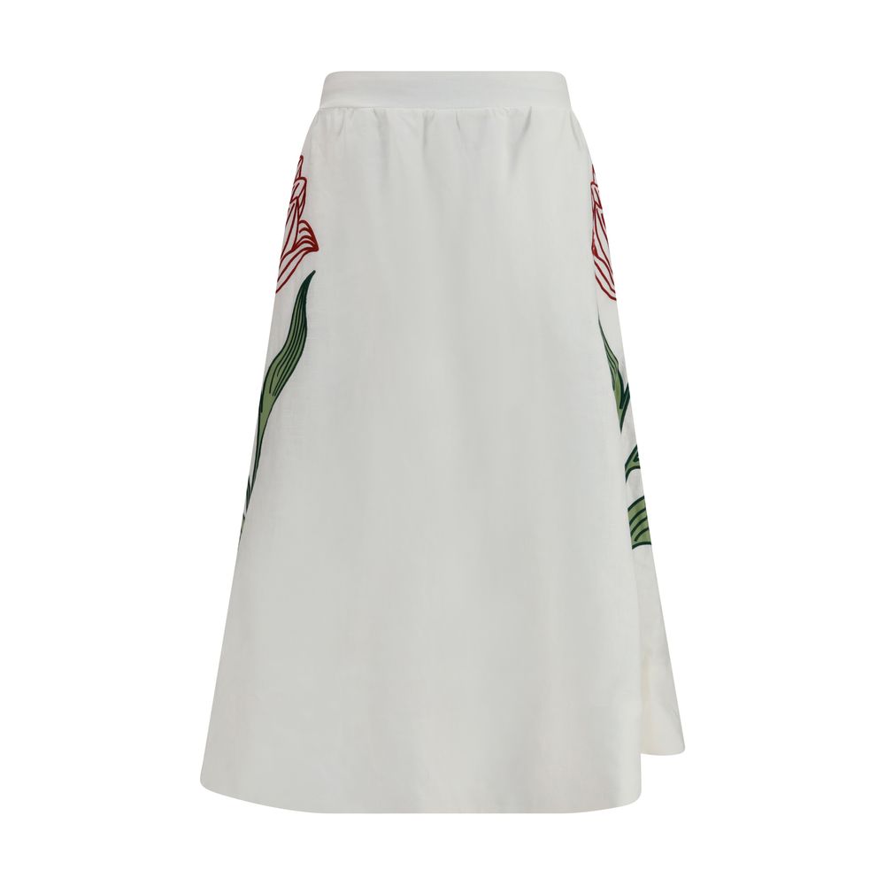 White Linen Midi Skirt