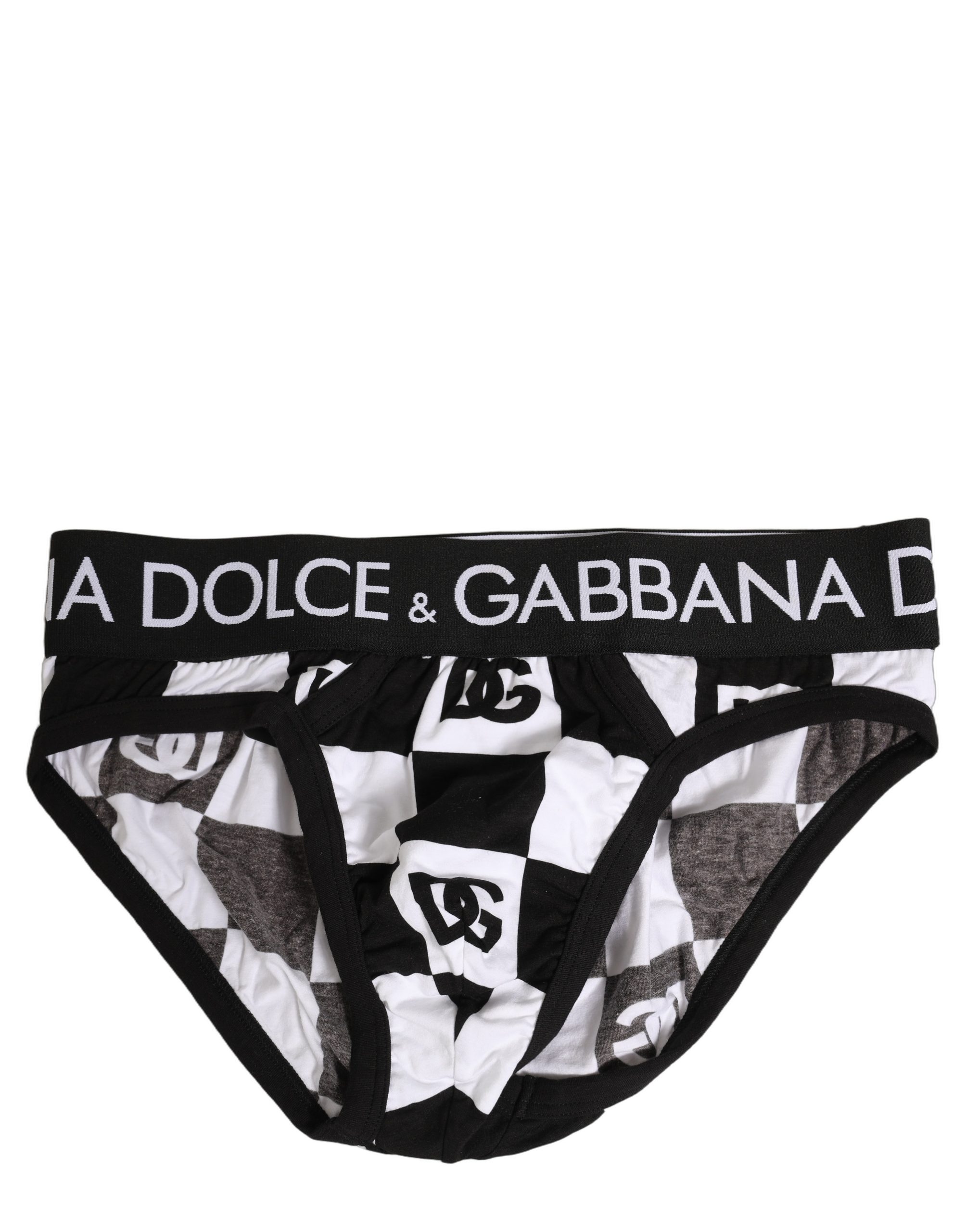 Black White Logo Checkered Midi Brief Underwear