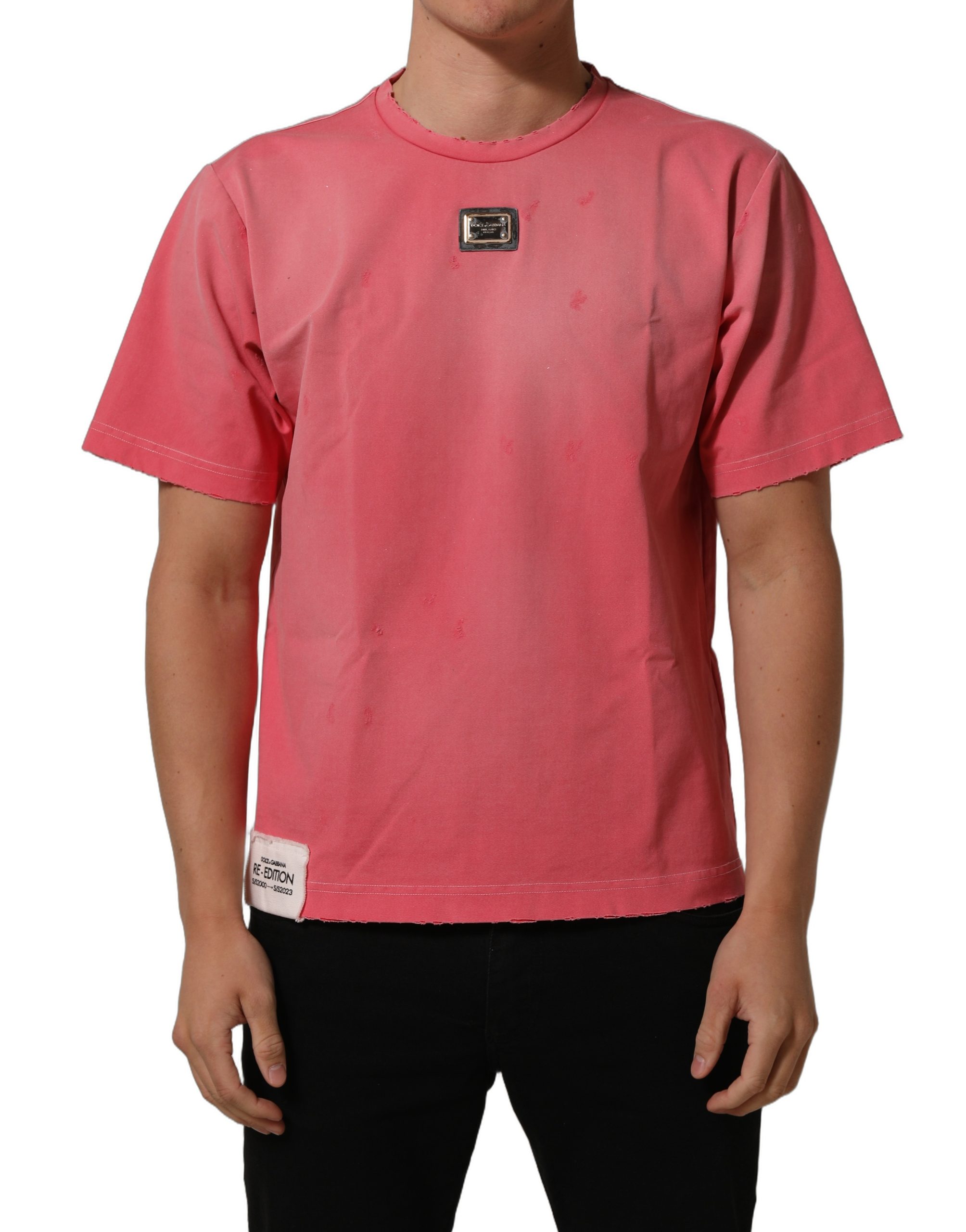 Pink Re-Edition Distressed Crew Neck T-shirt