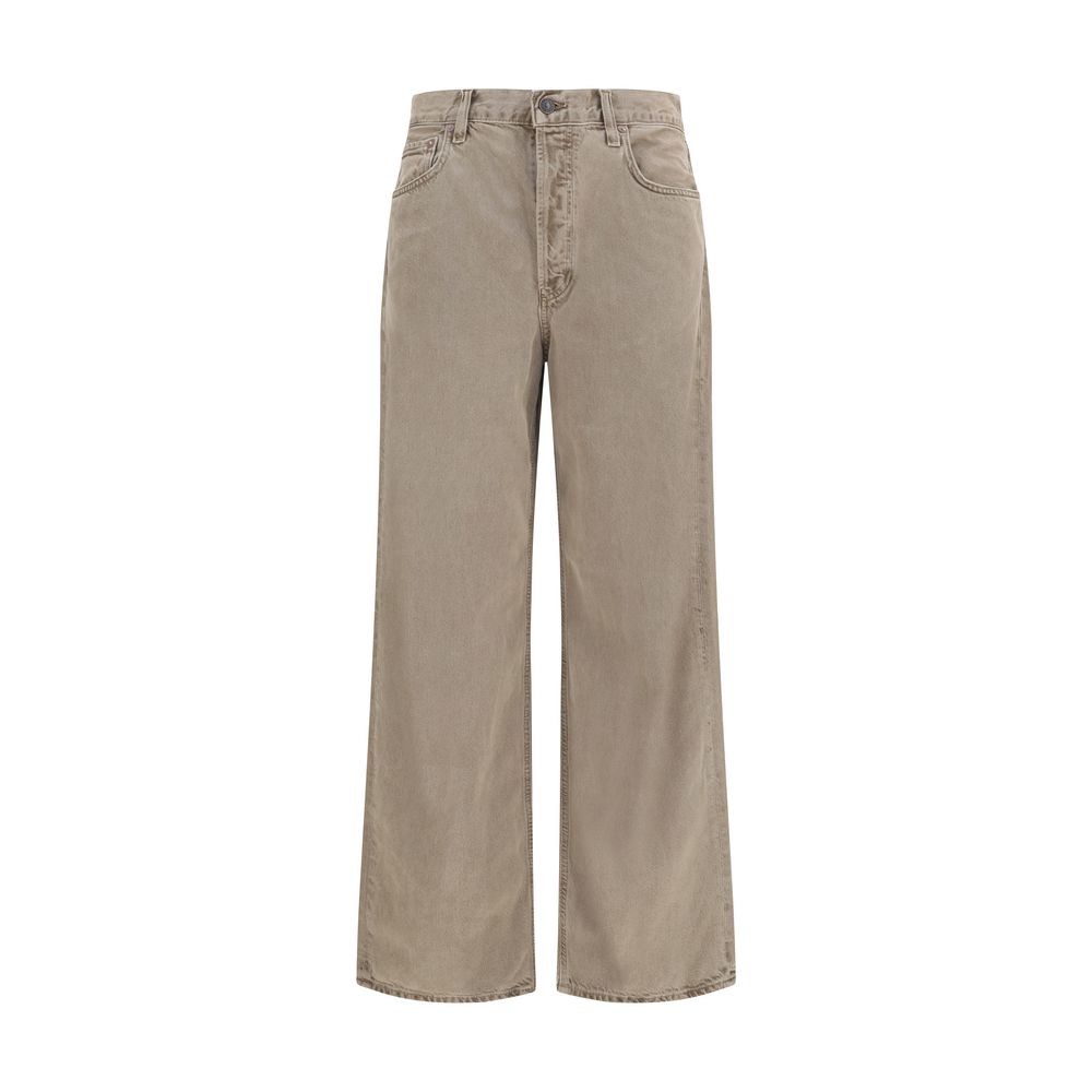 Brown Cotton Casual Pants