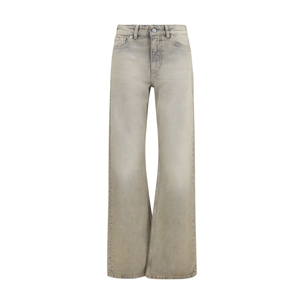 Gray Cotton Straight-Leg Jeans
