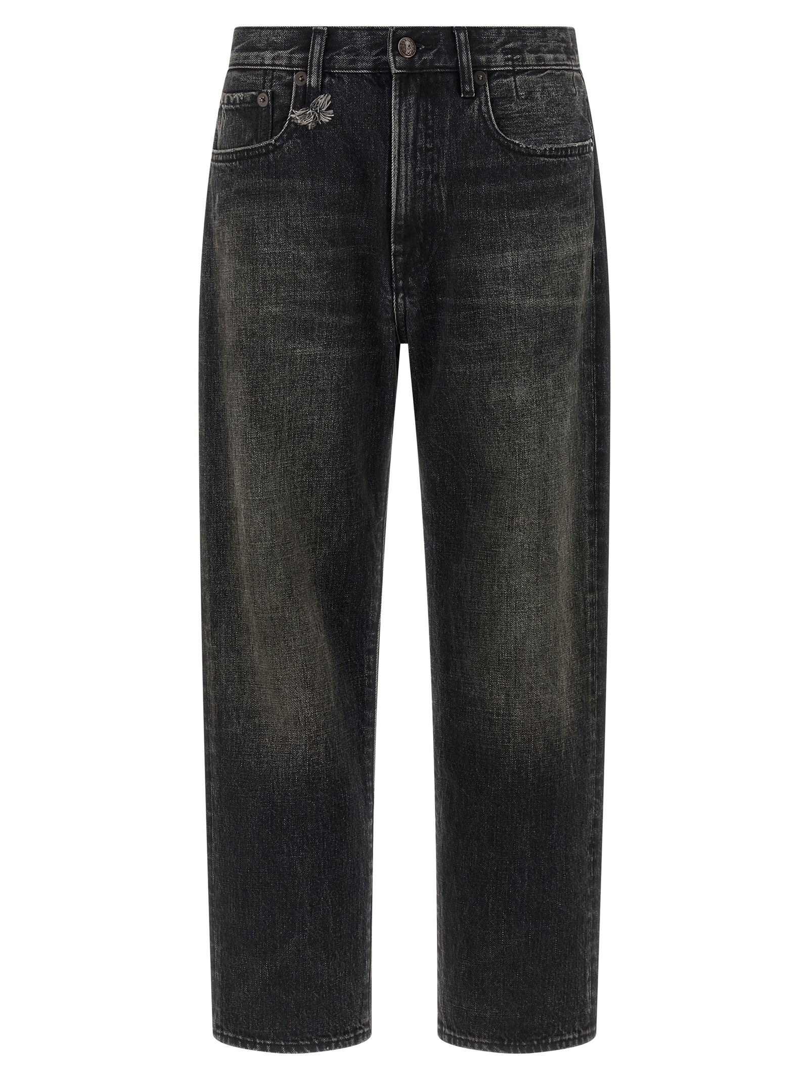 Black Cotton Straight-Leg Jeans