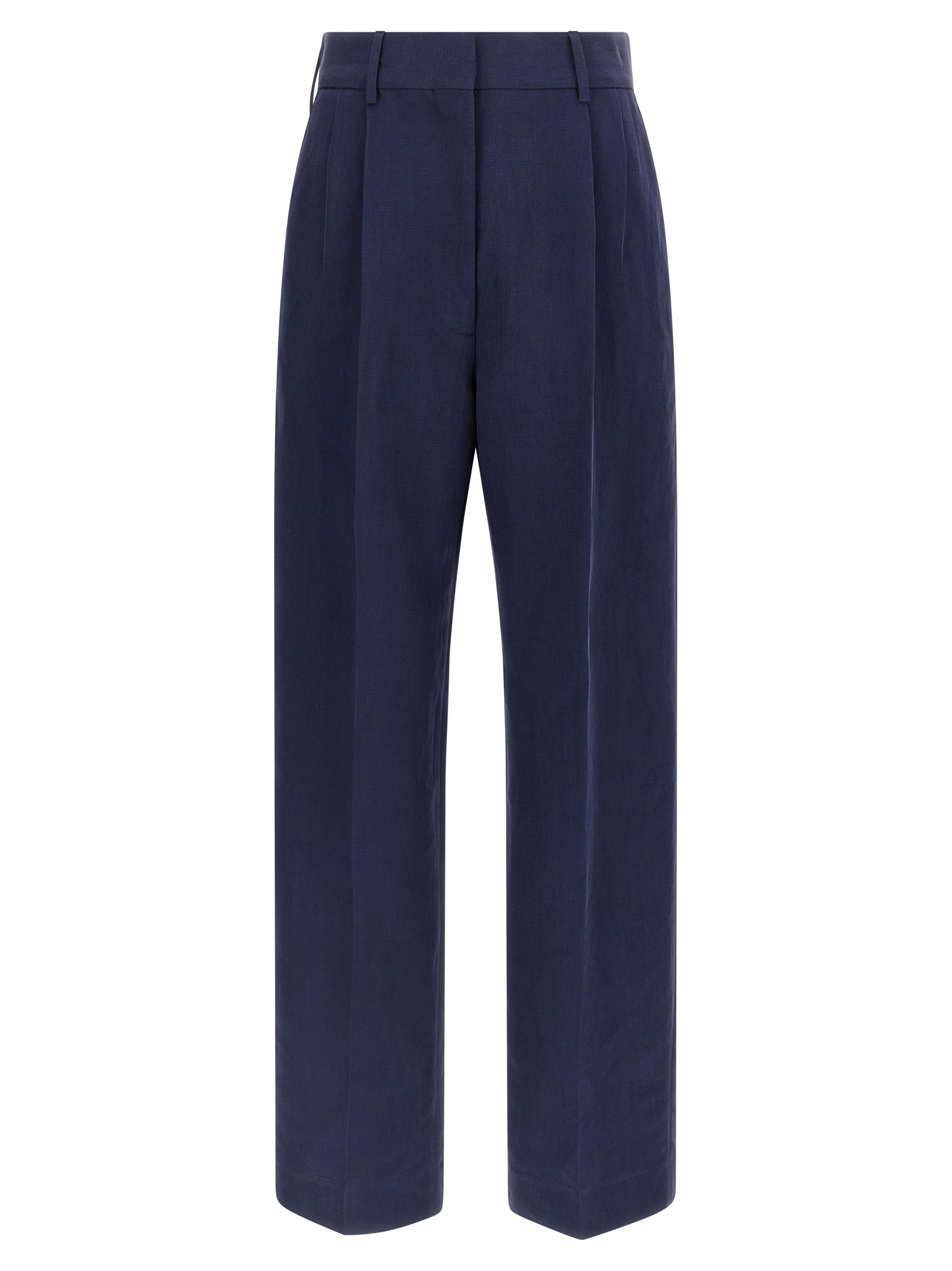 Blue Linen Casual Pants