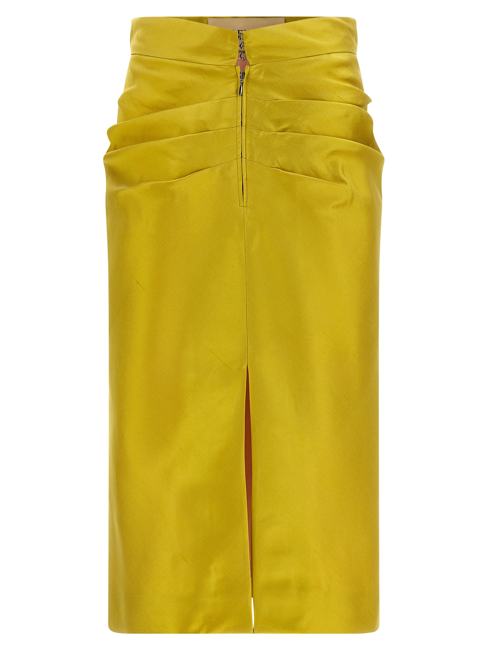 Bicolor Silk Midi Skirt