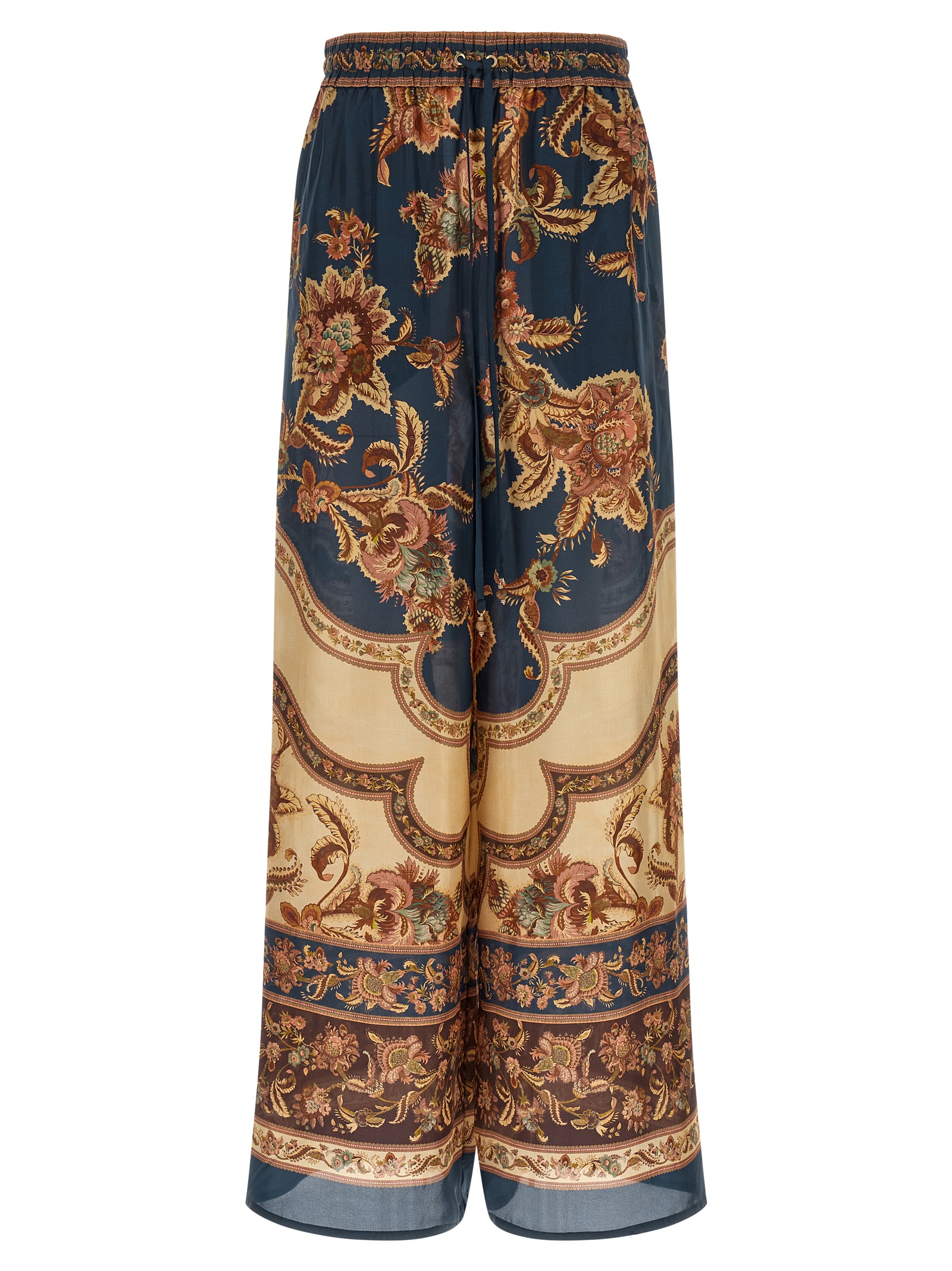 Multicolor Silk Casual Pants