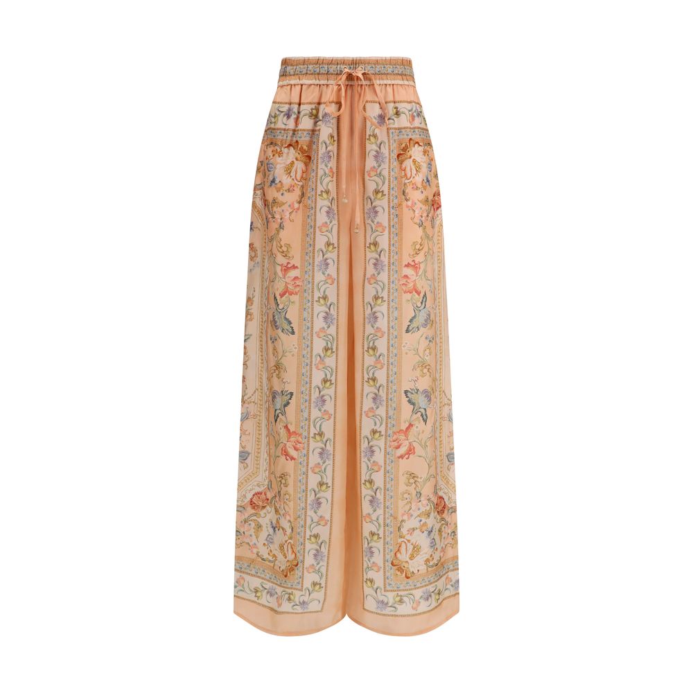Multicolor Silk Casual Pants