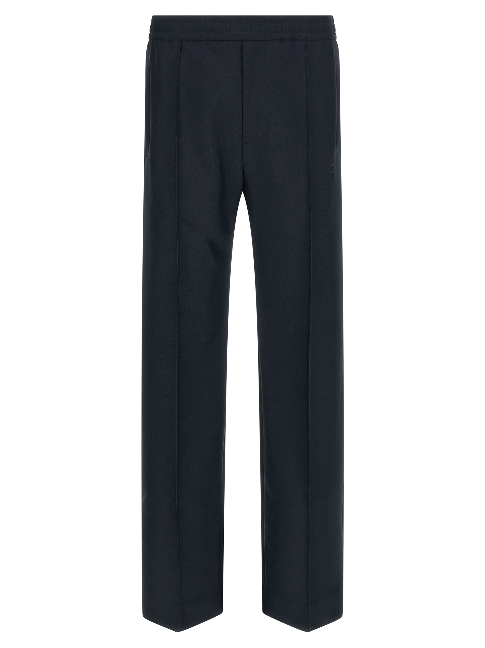 Blue Polyester Casual Pants