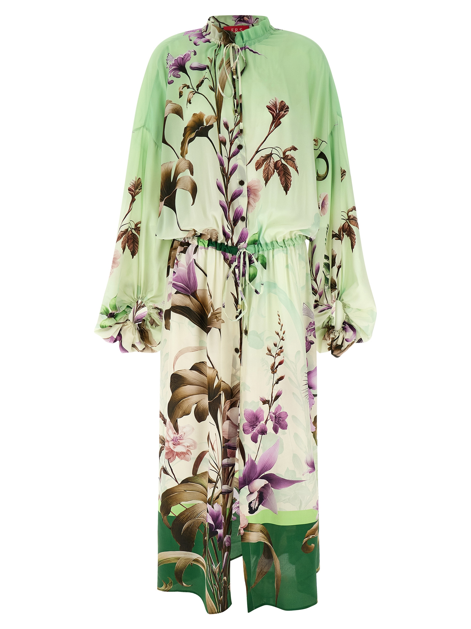 Bicolor Silk Long Dress