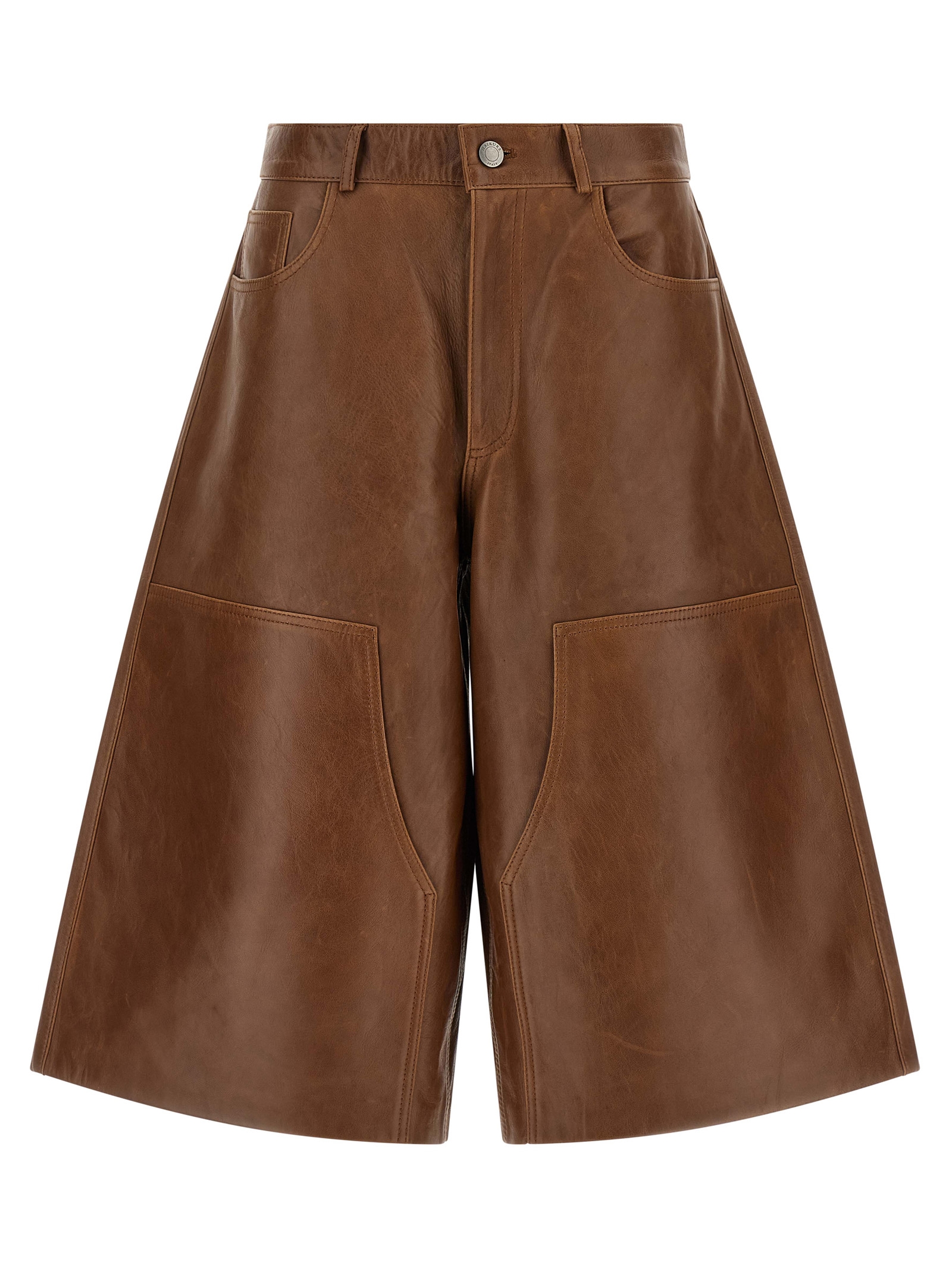Brown Lambskin Bermuda Shorts