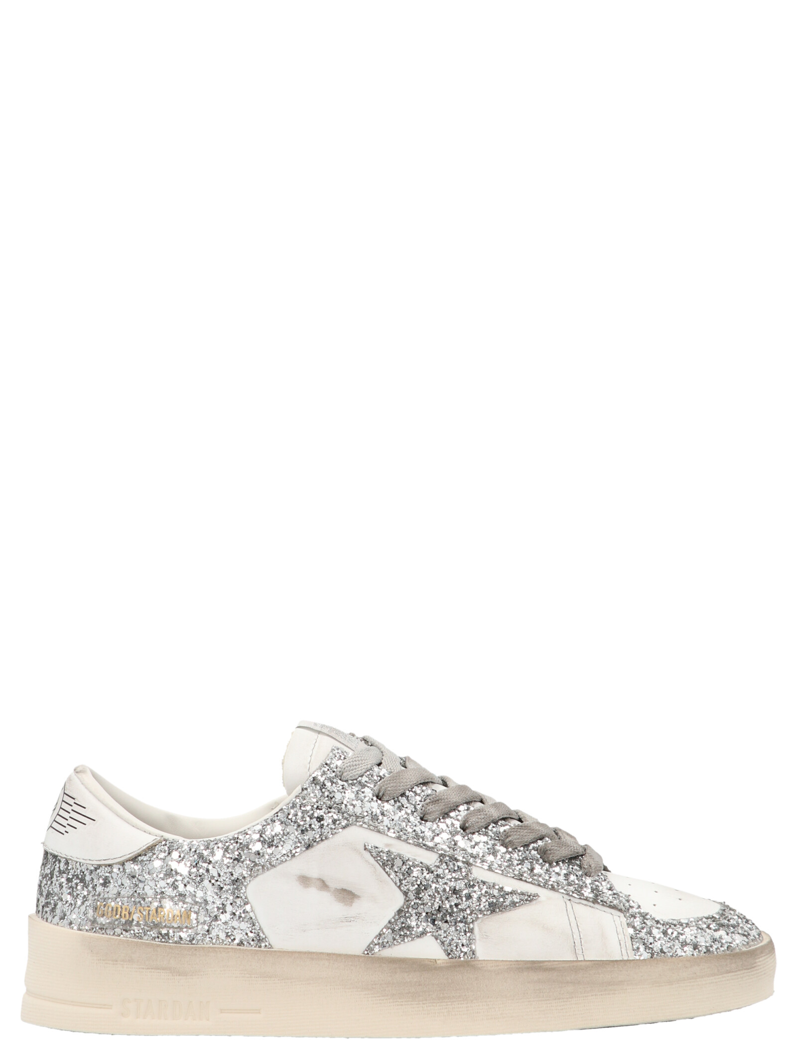 Silver Polyester Low Top Sneakers