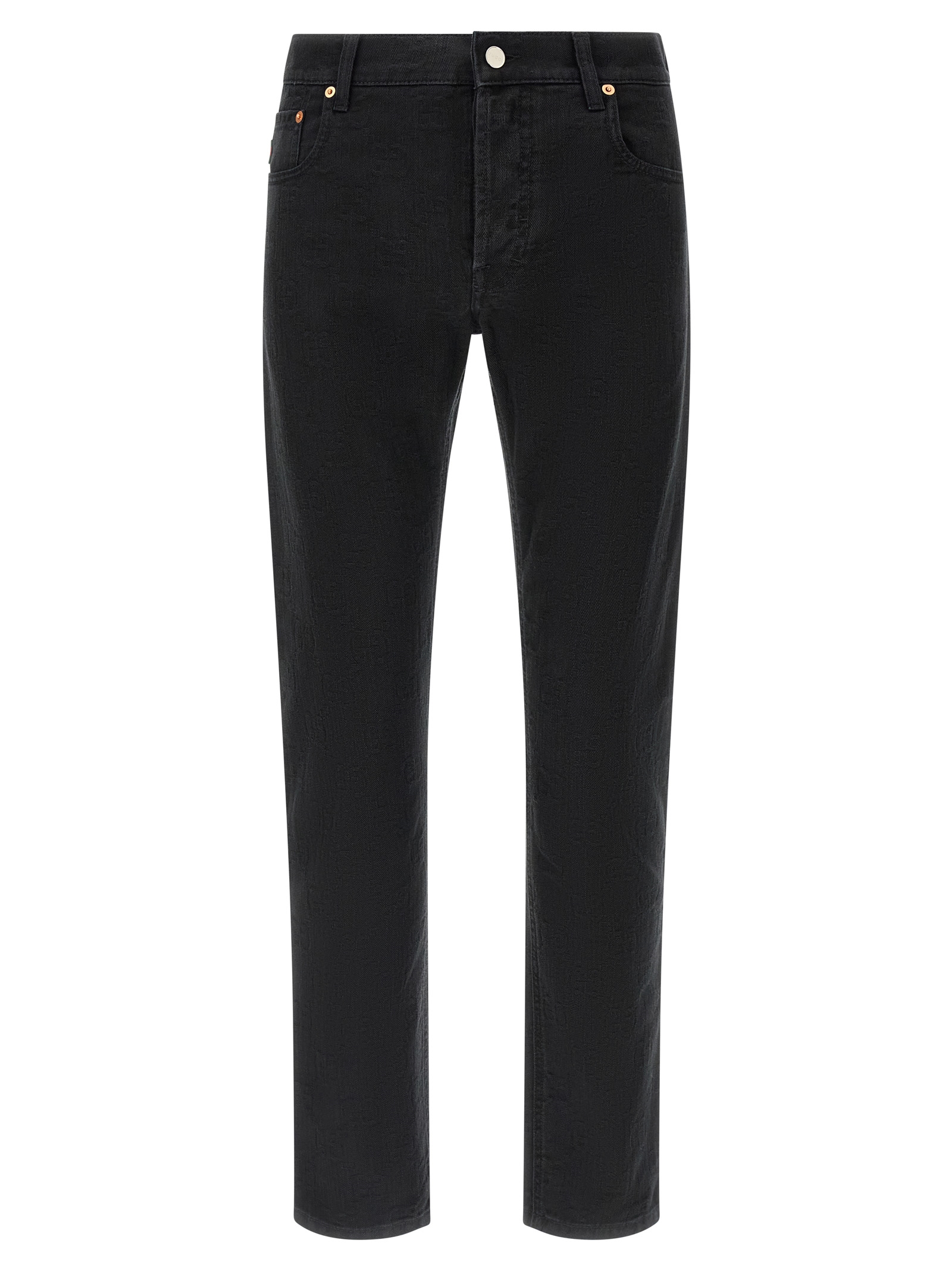 Black Cotton Straight-Leg Jeans