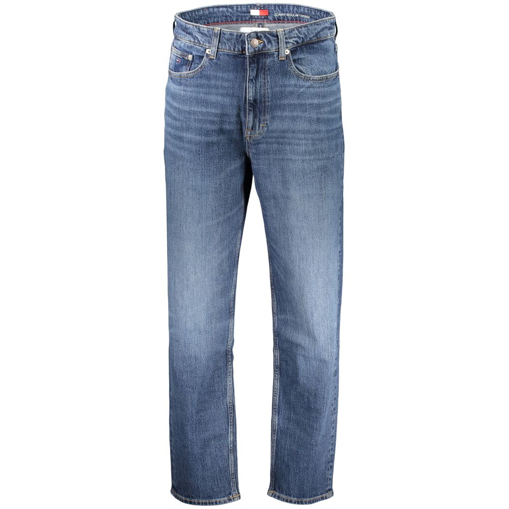 Blue Cotton Men's Jean Refined with Tapered Silhouette