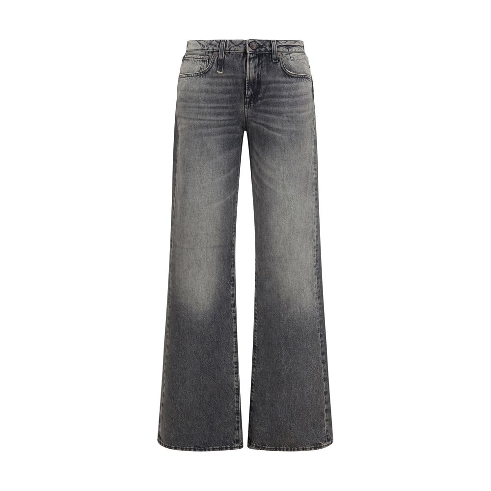 Gray Cotton Straight-Leg Jeans