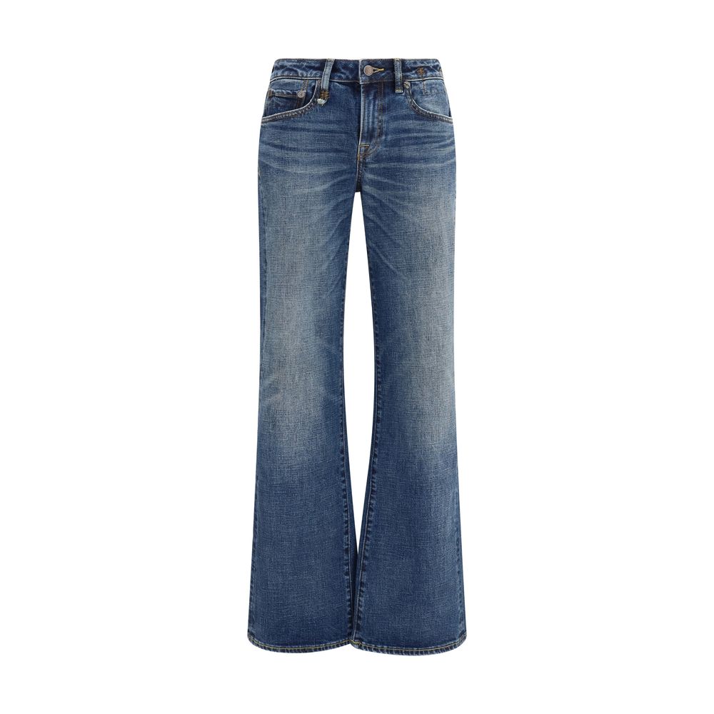 Blue Cotton Straight-Leg Jeans