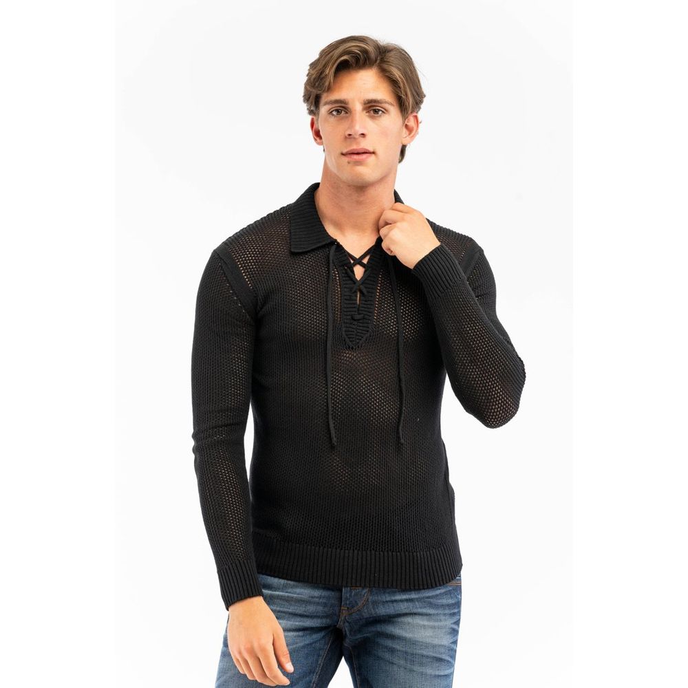 Black Cotton Polo Shirt