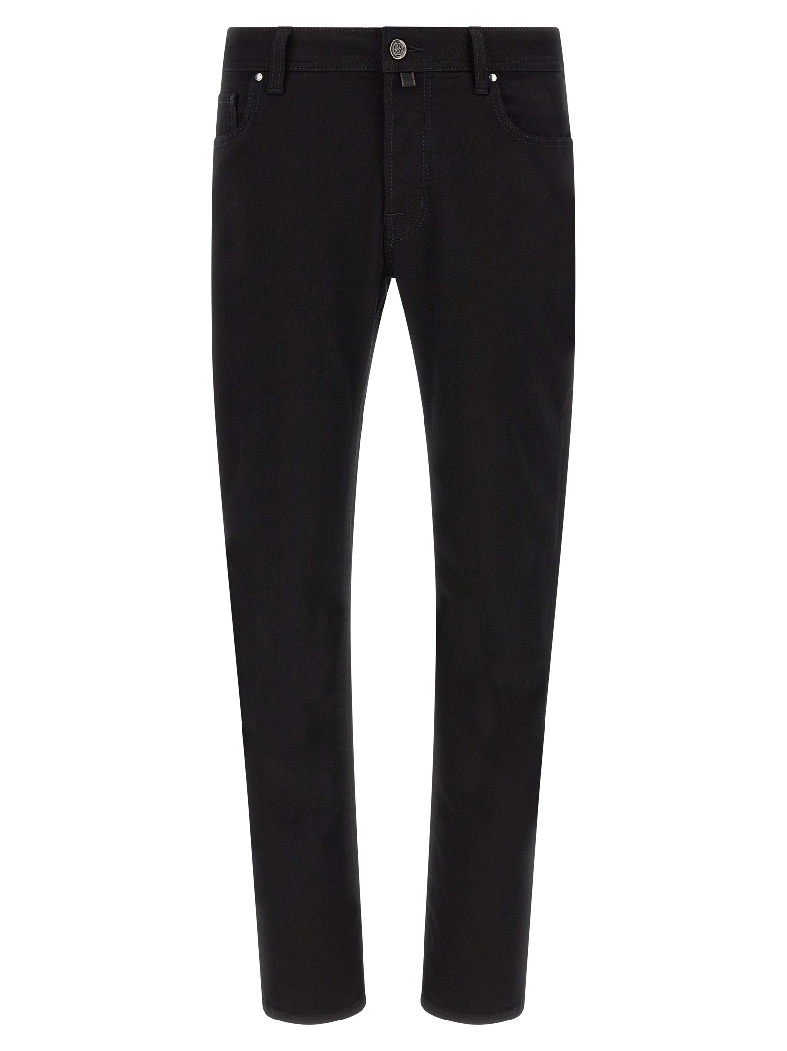 Black Cotton Straight-Leg Jeans