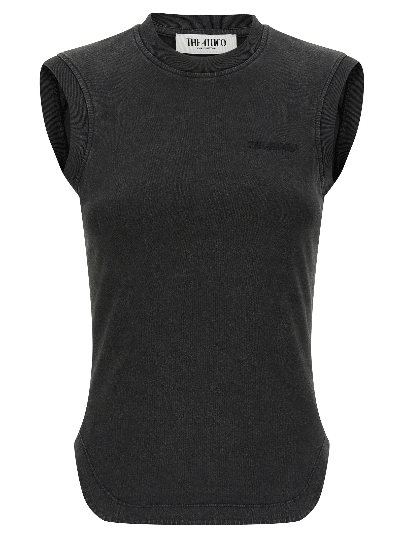 Black Cotton Sleeveles T-Shirt