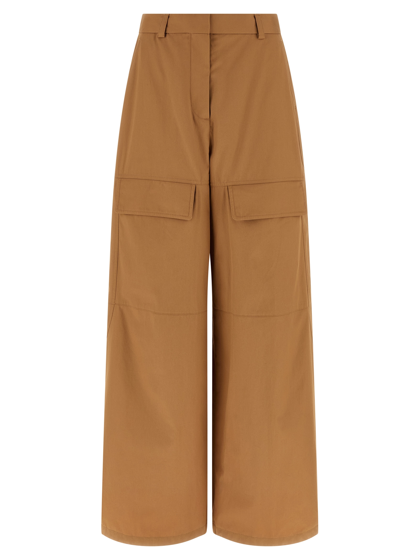 Beige Cotton Cargo Pants