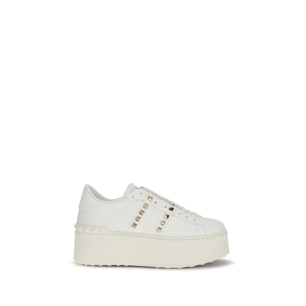 White Calf Leather Bos Taurus Platform Sneakers