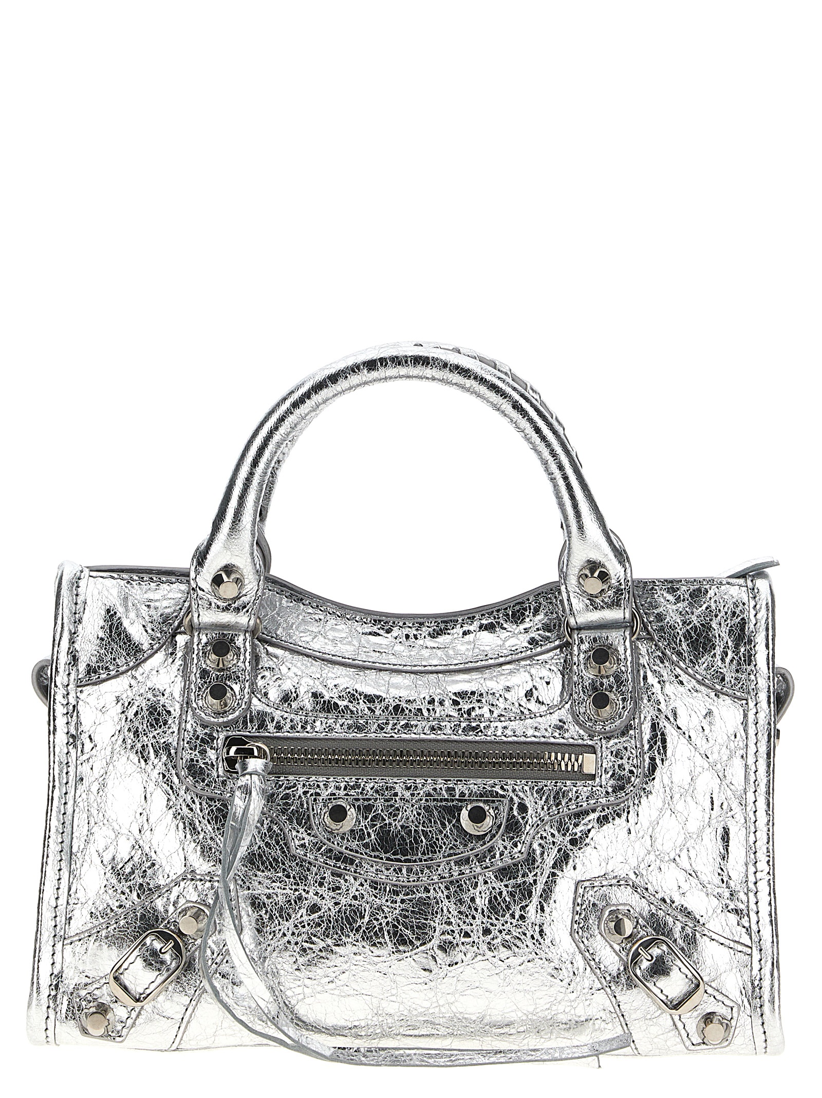 Silver Lamb Leather Handbag