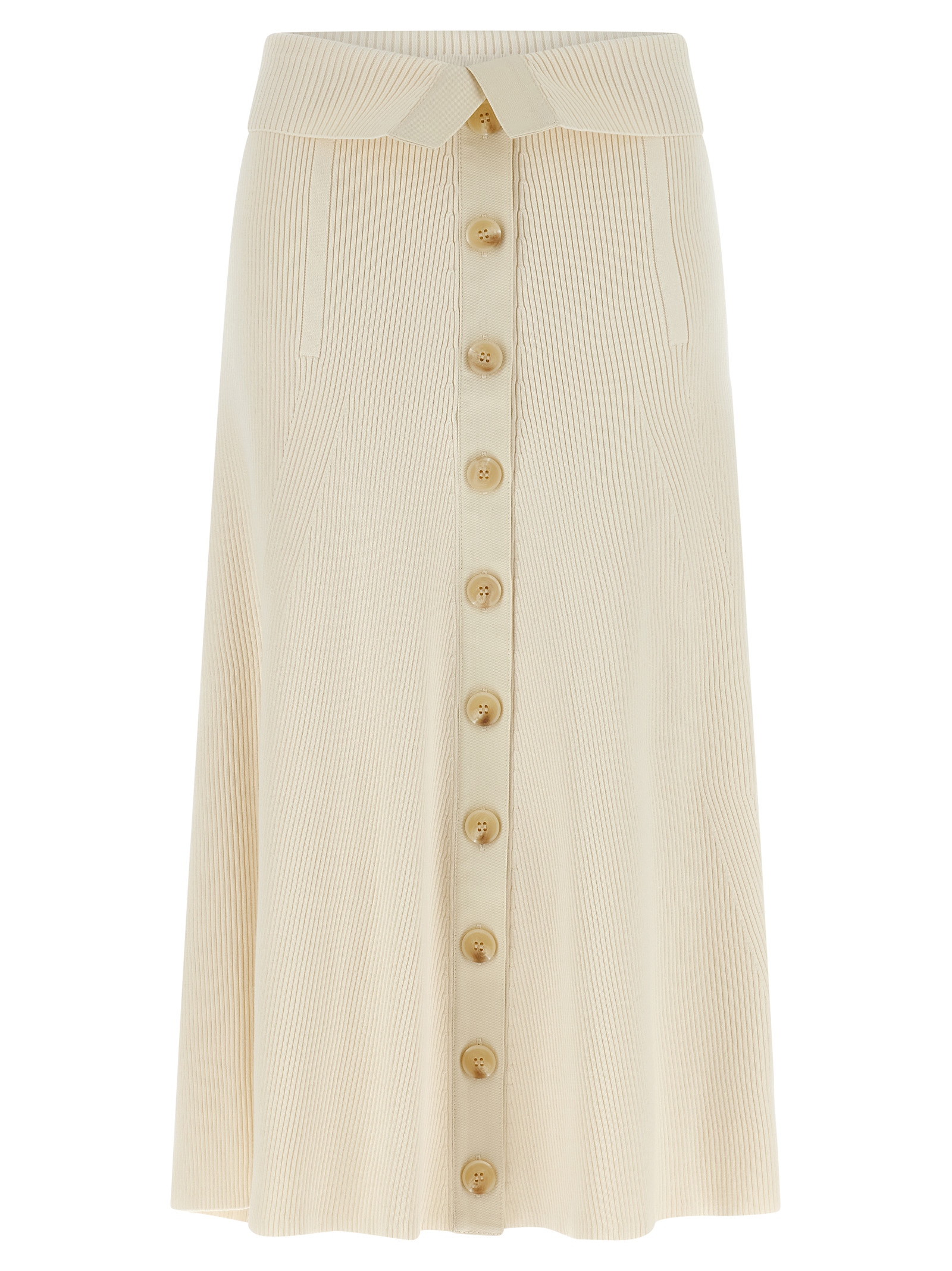 Beige Viscose Midi Skirt