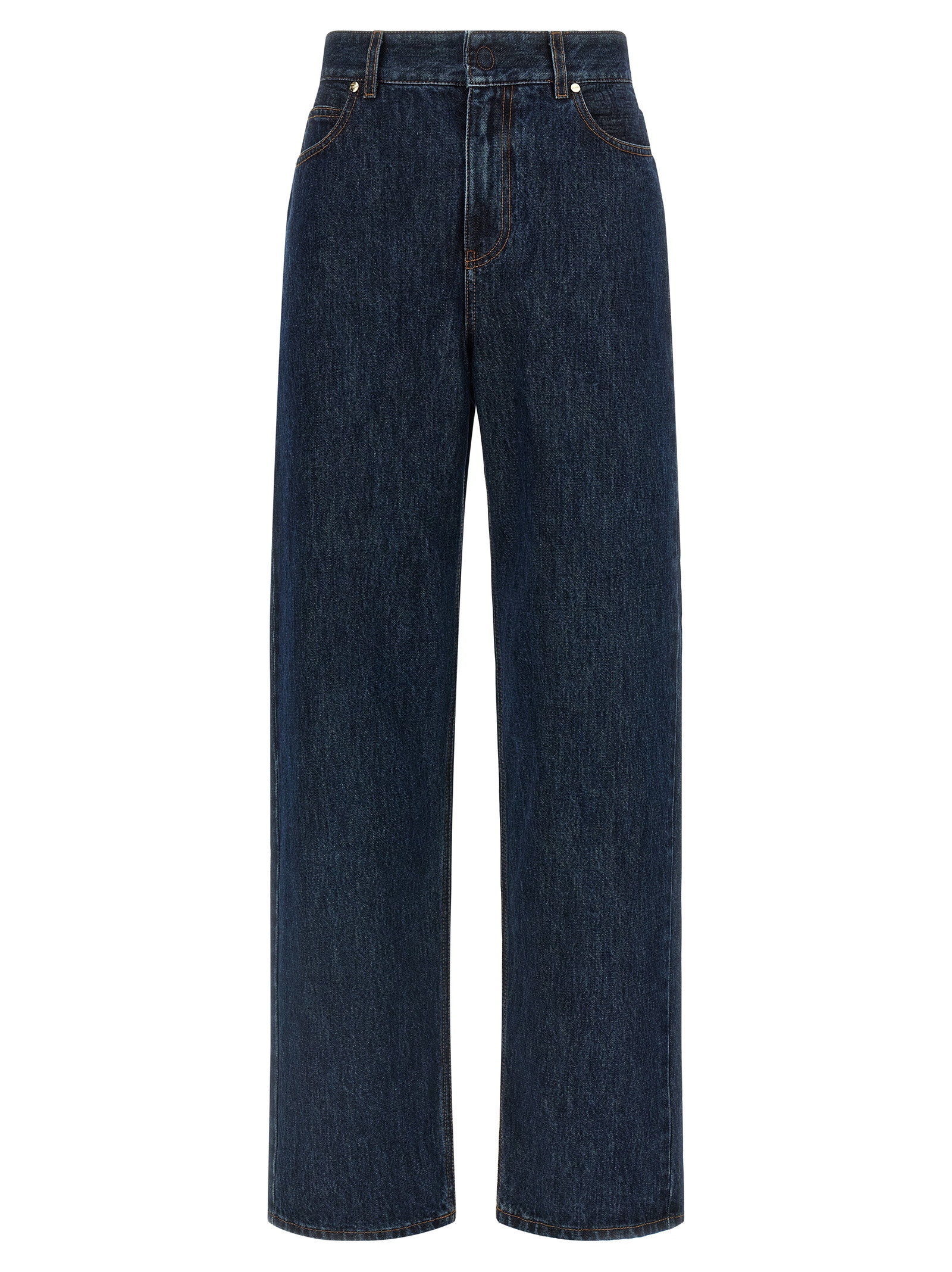 Fendi Blue Cotton Straight-Leg Women's Jeans