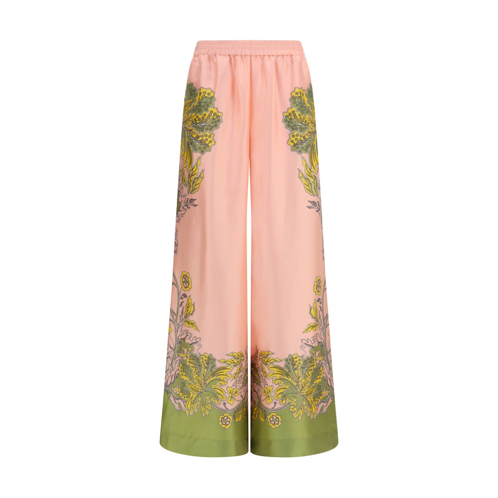 Multicolor Silk Casual Pants
