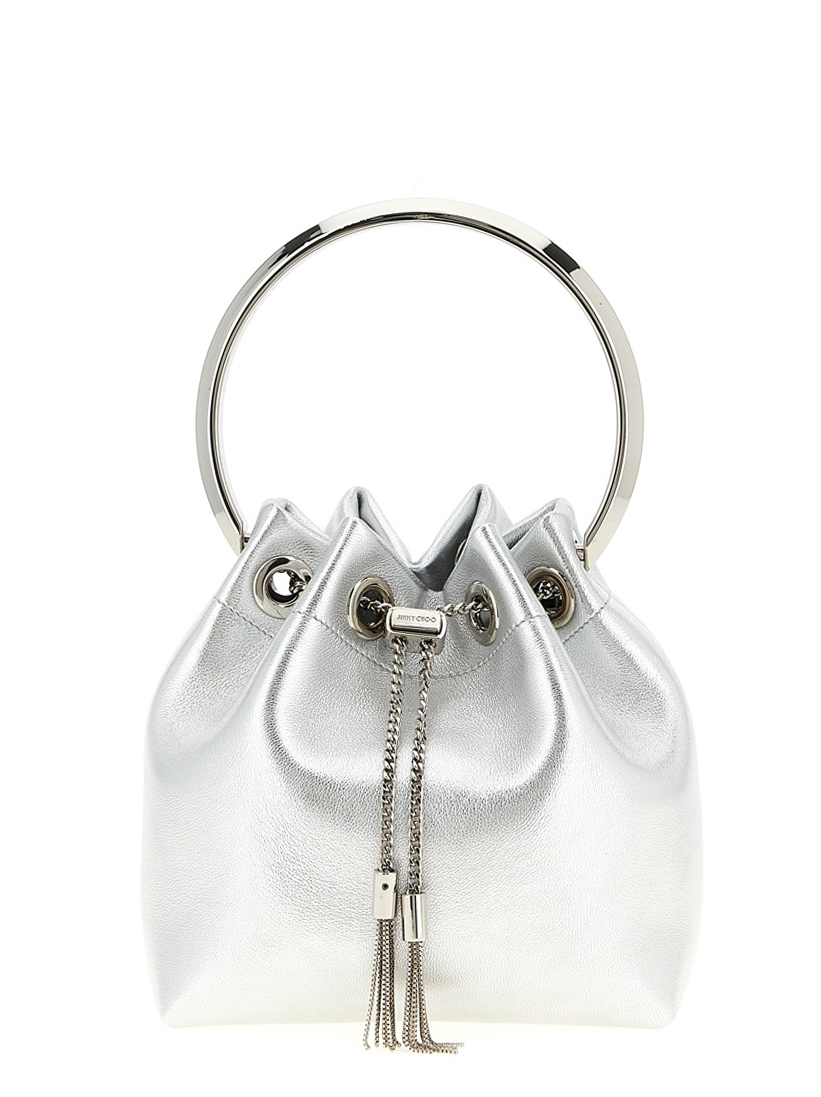 Silver Lamb Leather Handbag
