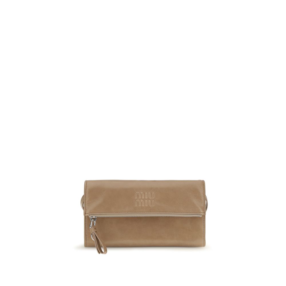 Beige Calf Leather Bos Taurus Clutch Bag