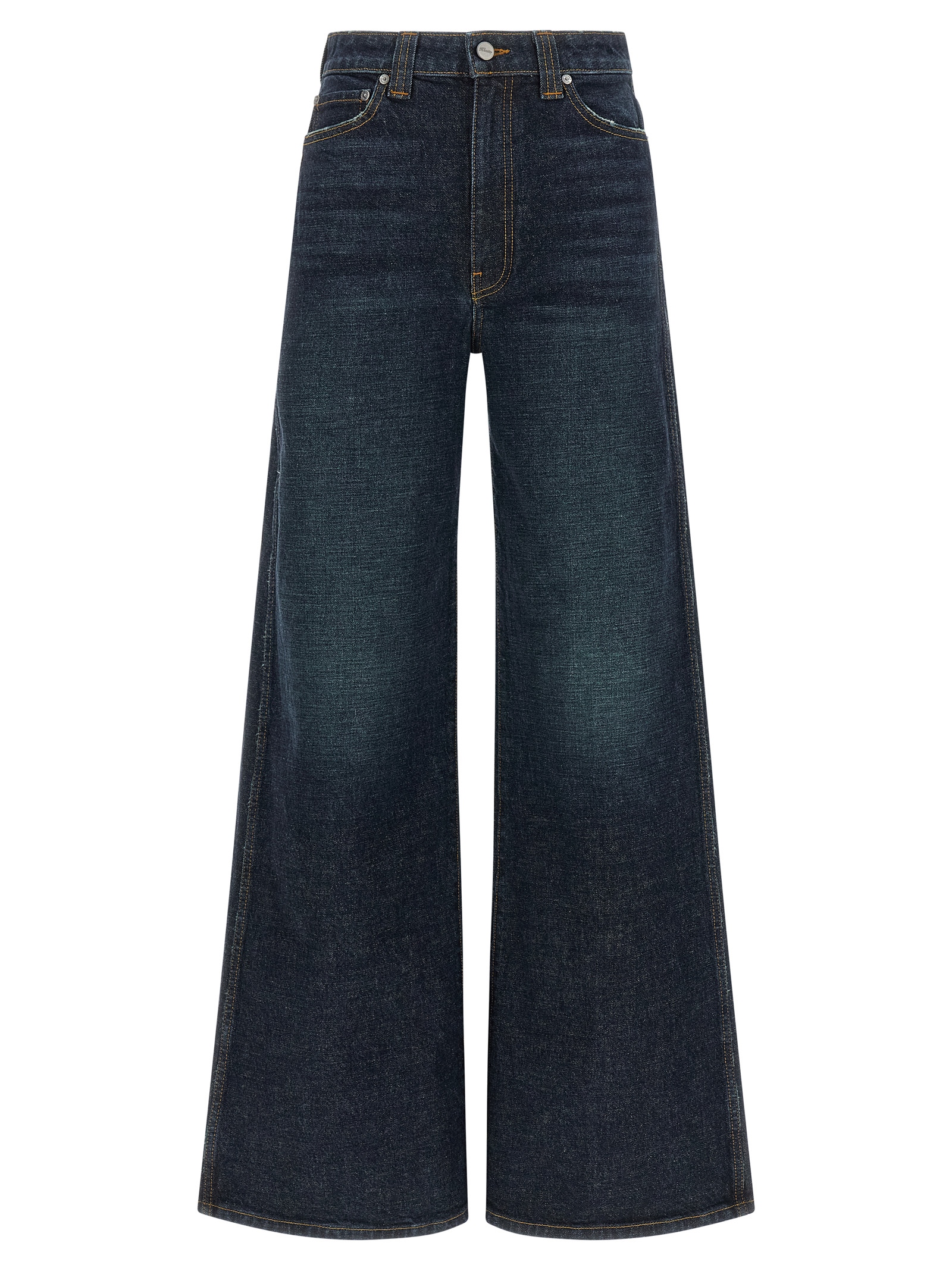 Blue Cotton Flared Jeans