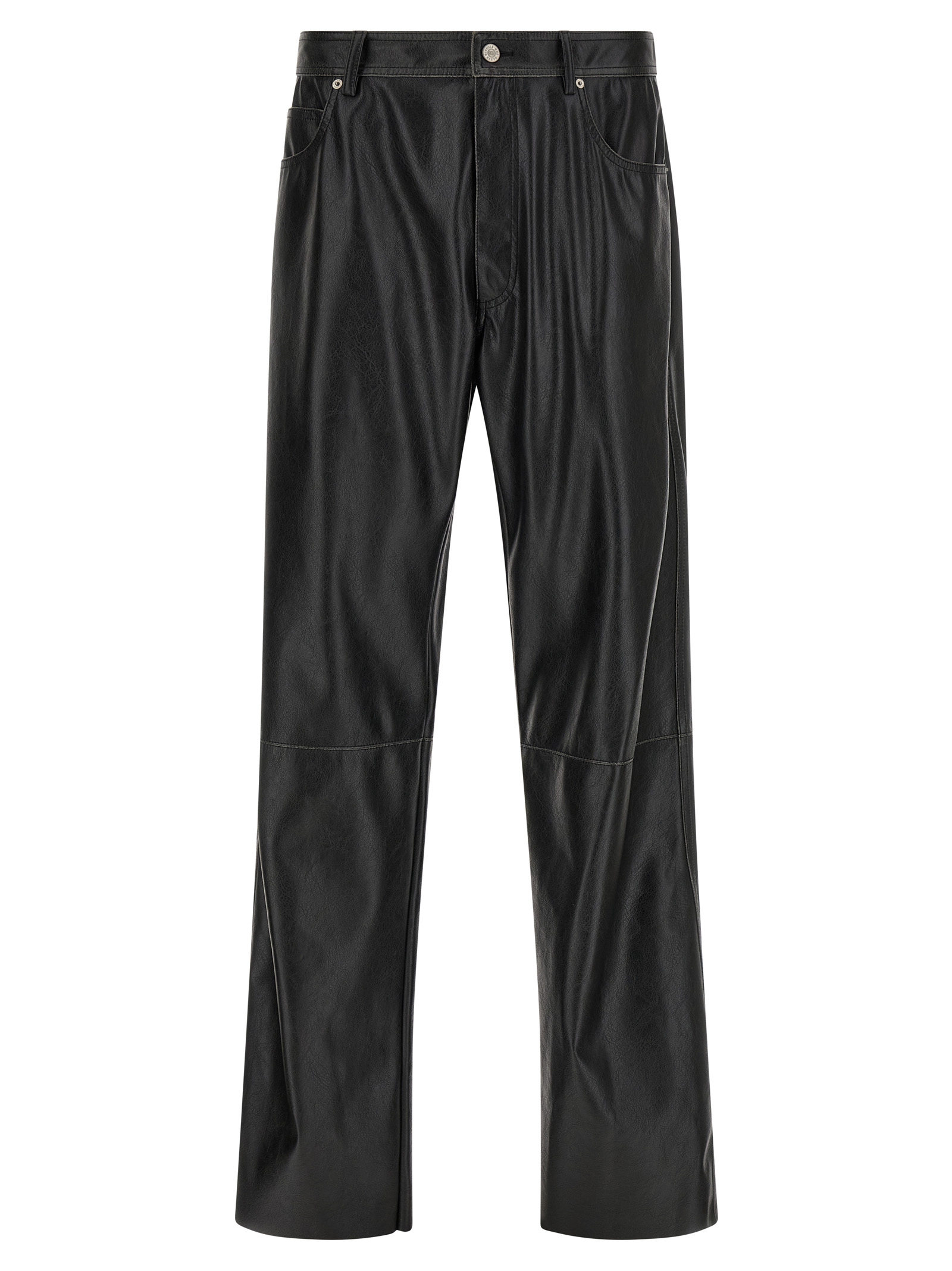 Black Polyester Casual Pants