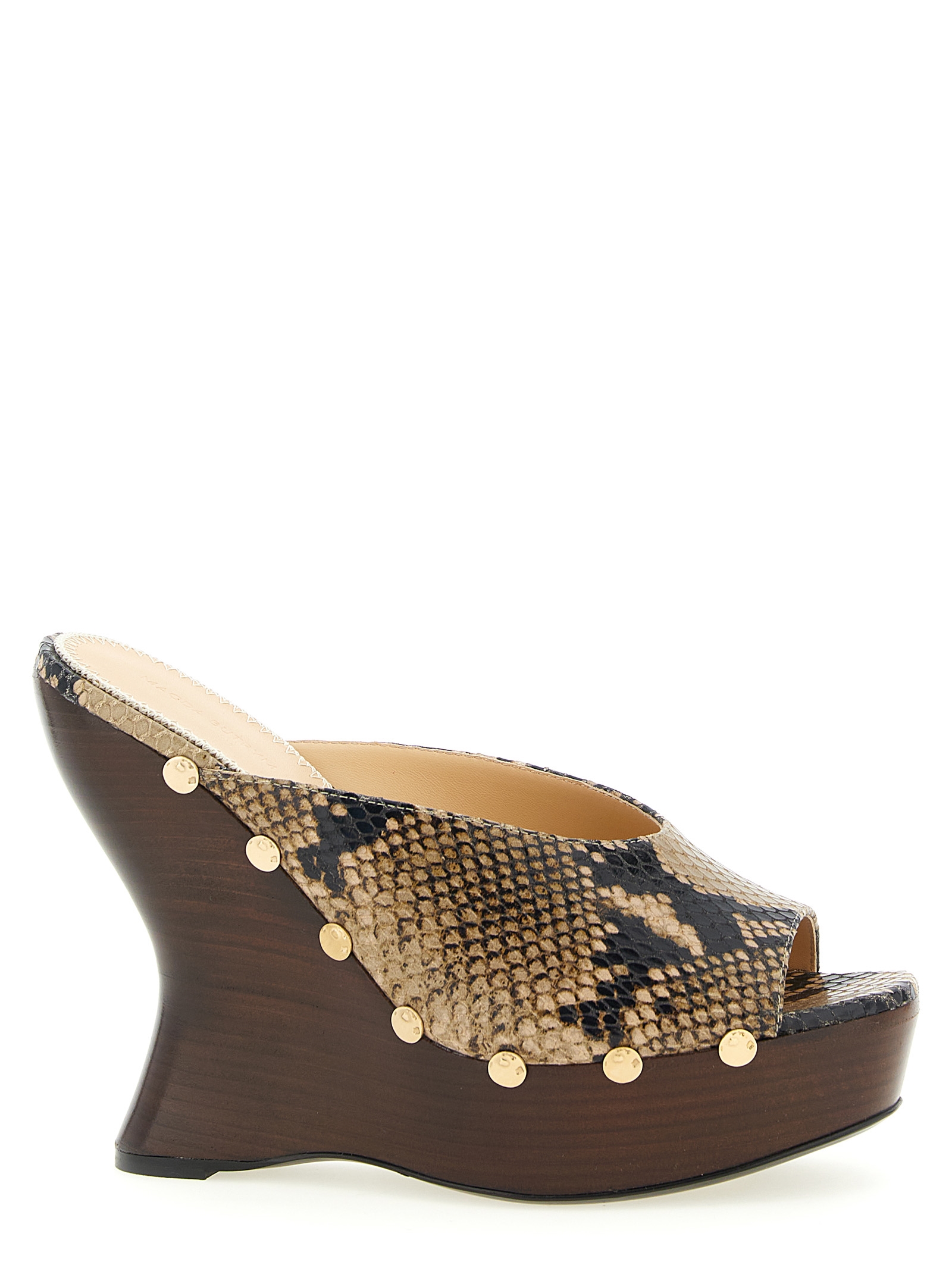 Brown Calfskin Wedge Sandals