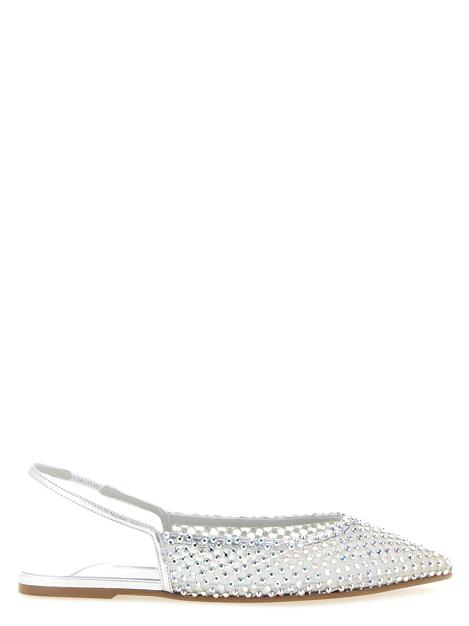 Silver Polyester Ballet Flats