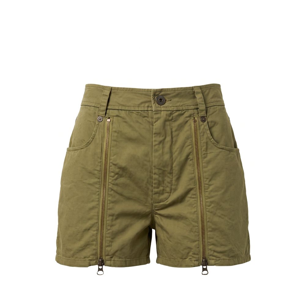 Green Cotton Women Shorts