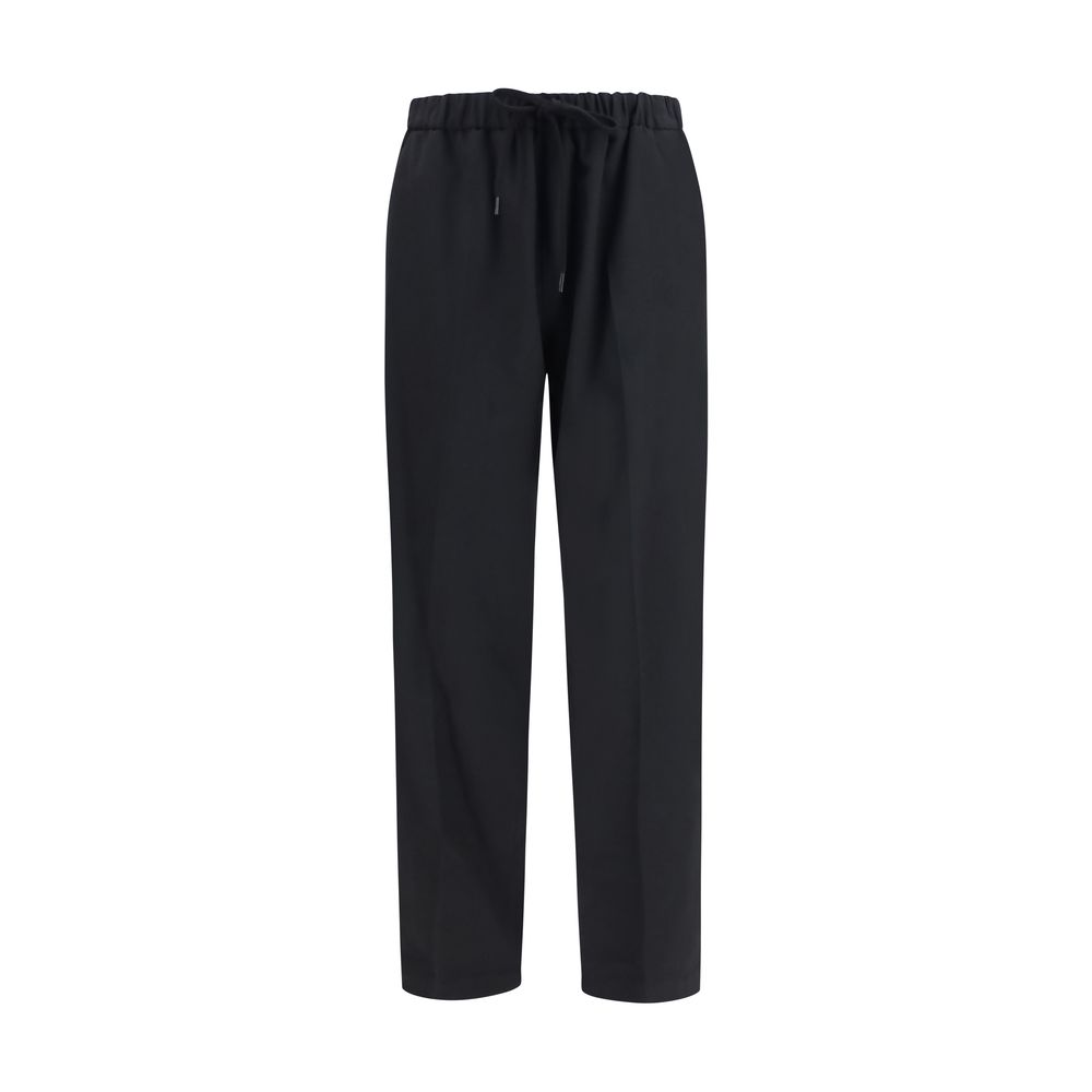 Black Polyester Casual Pants