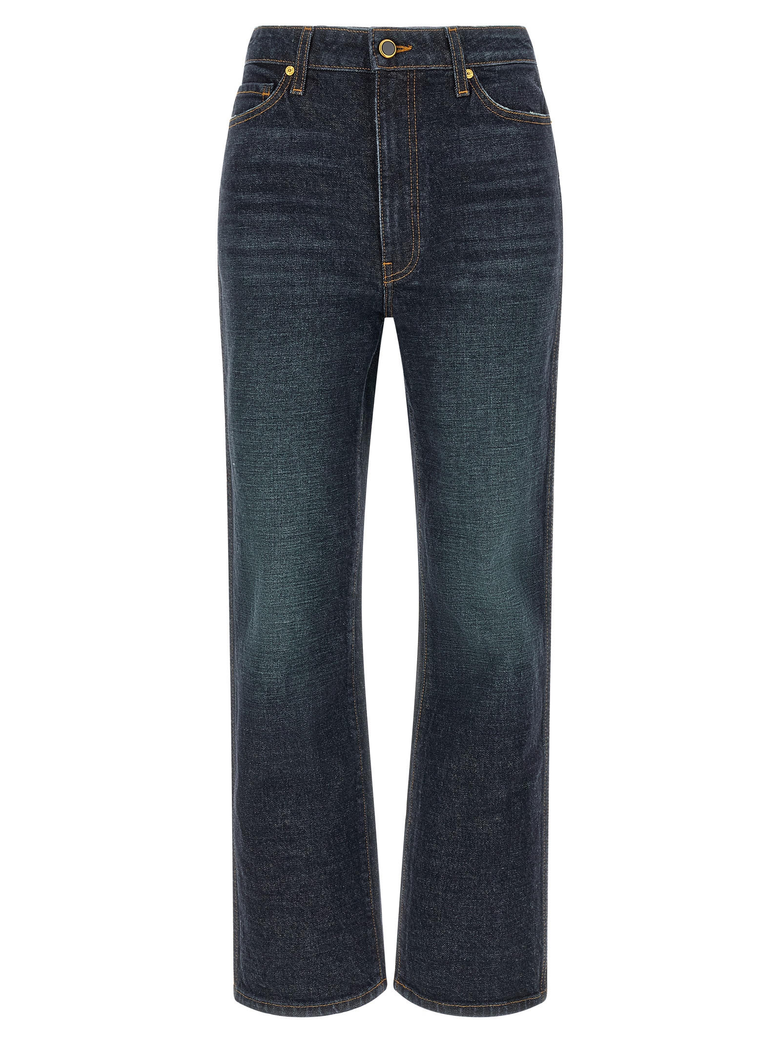 Blue Cotton Flared Jeans