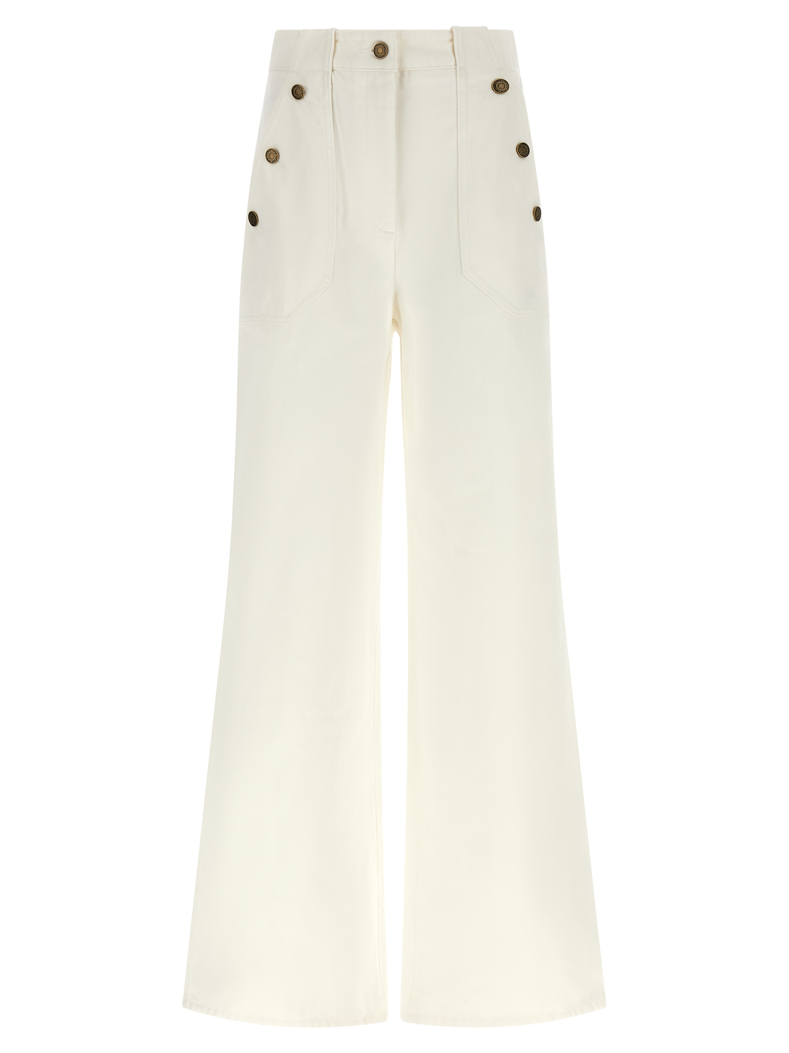 White Cotton Flared Pants