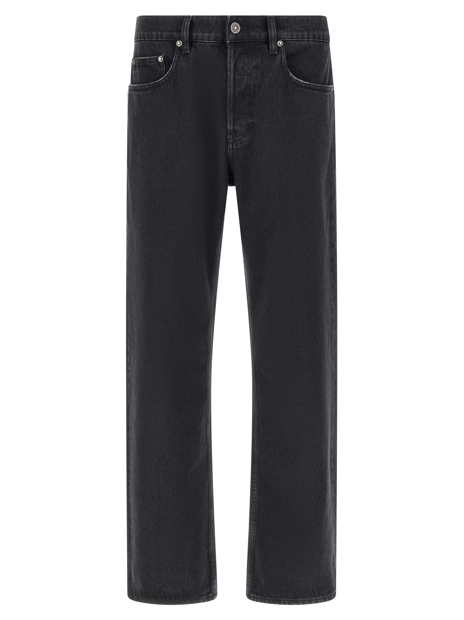 Black Cotton Straight-Leg Jeans
