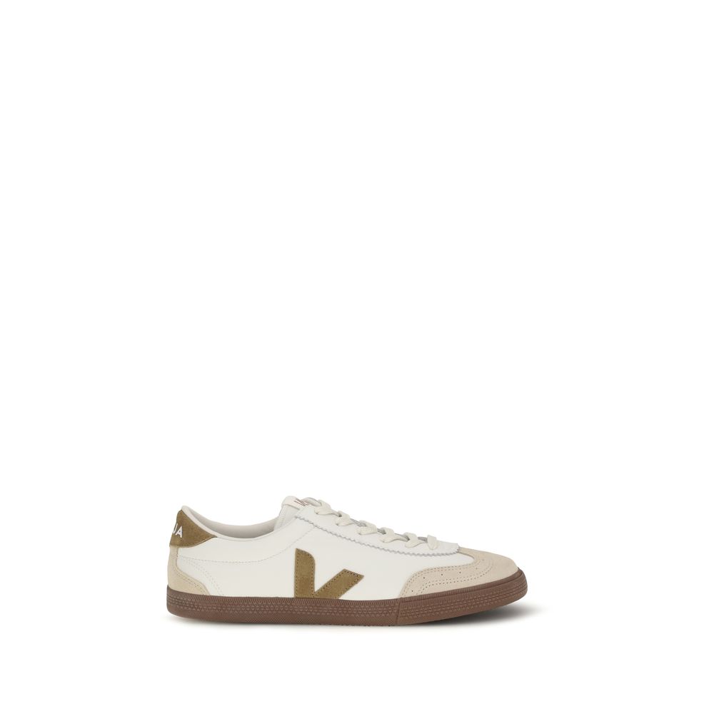 Beige Calf Leather Bos Taurus Athletic Sneakers