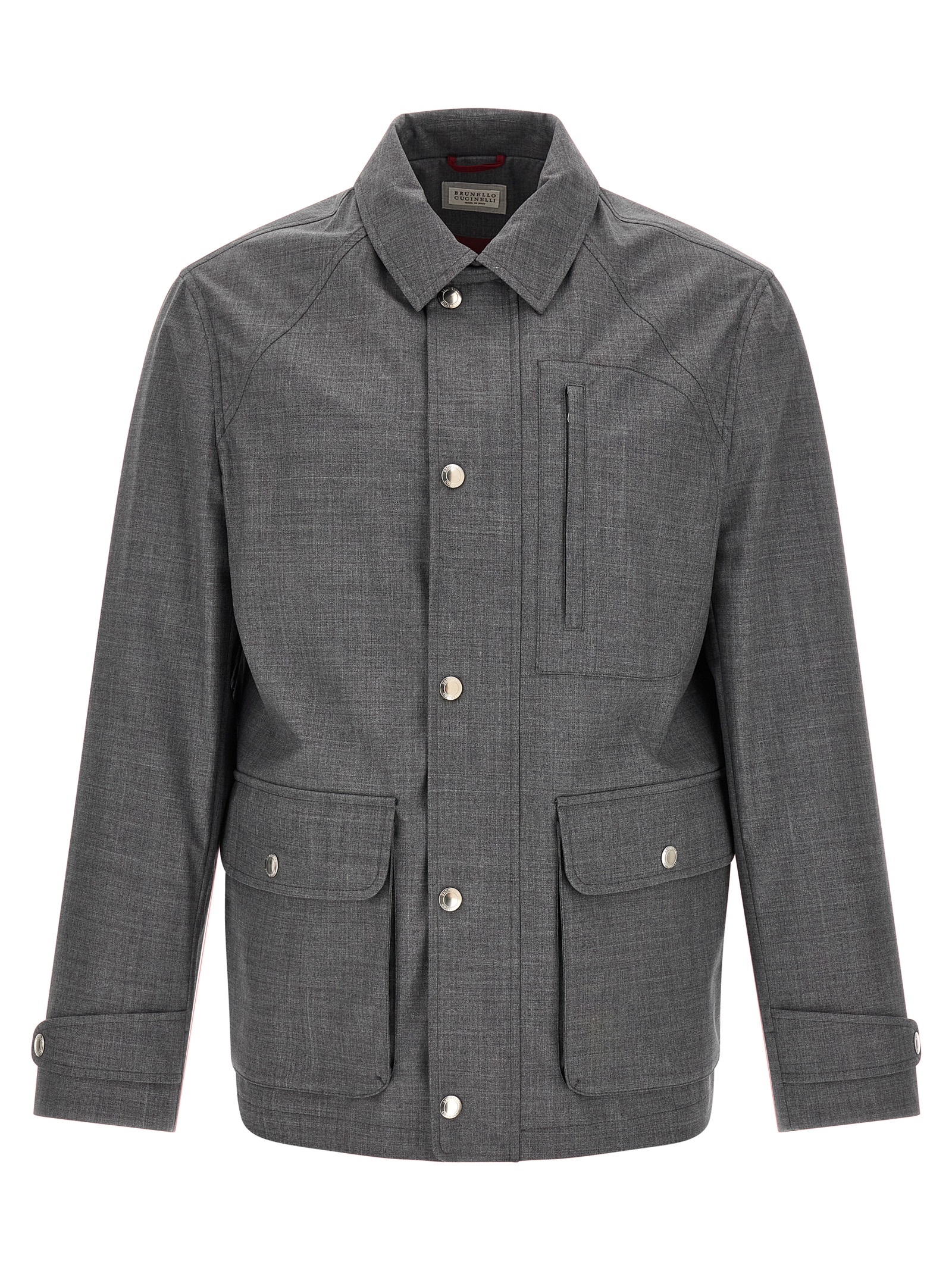 Gray Virgin Wool Full-Length Jacket