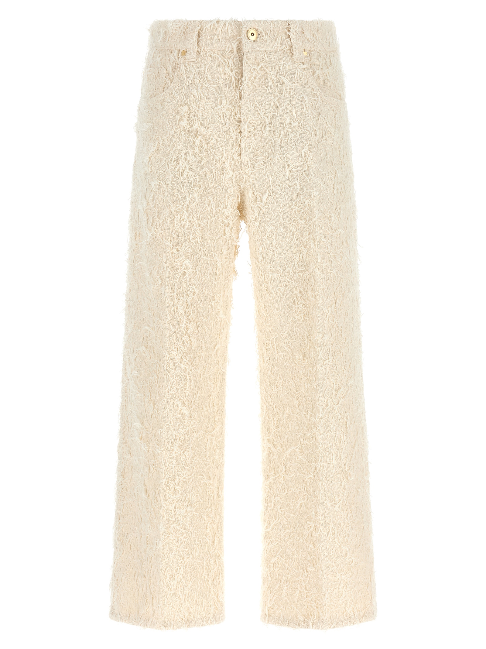 Beige Cotton Casual Pants