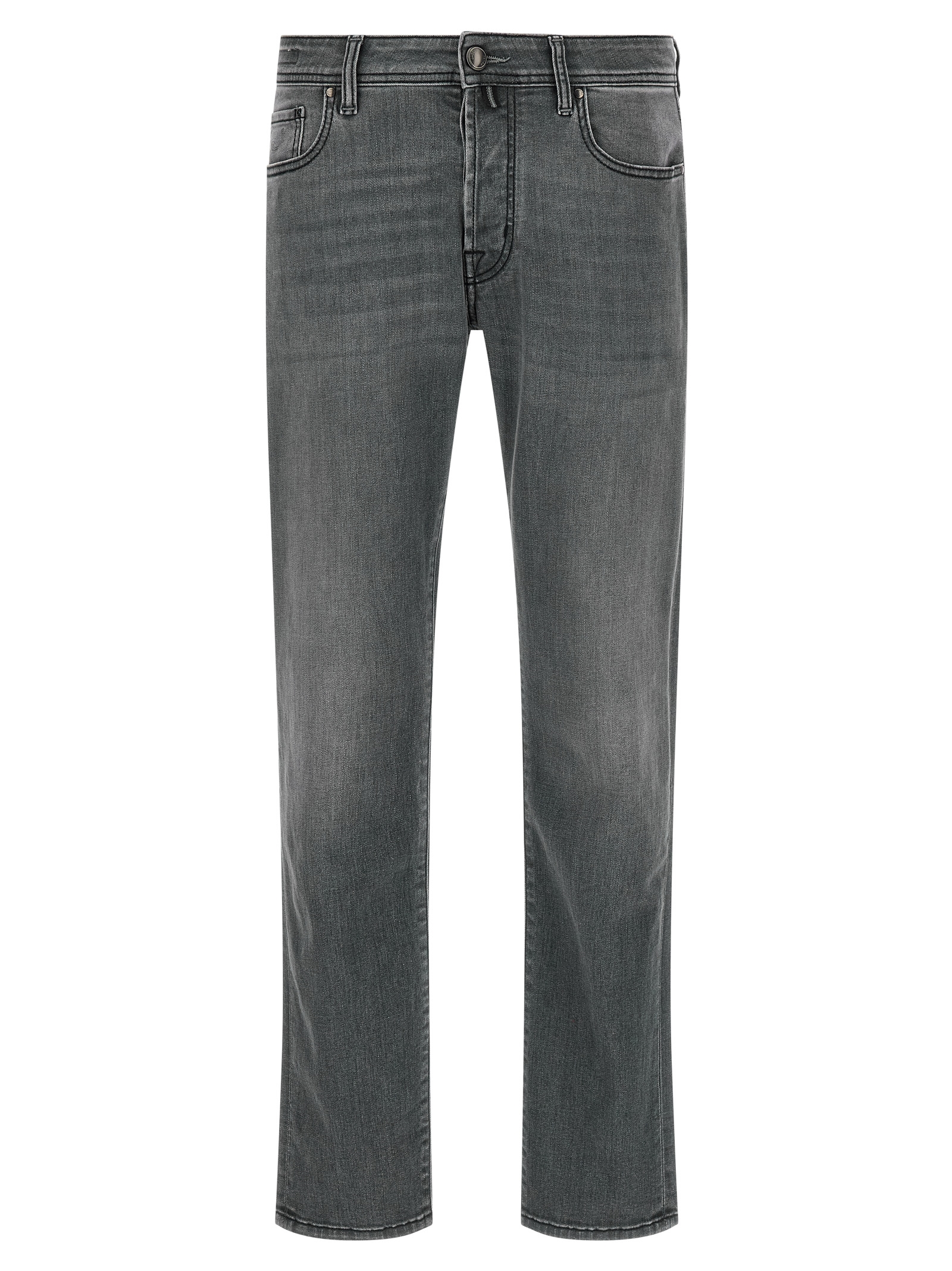 Gray Cotton Slim Fit Jeans
